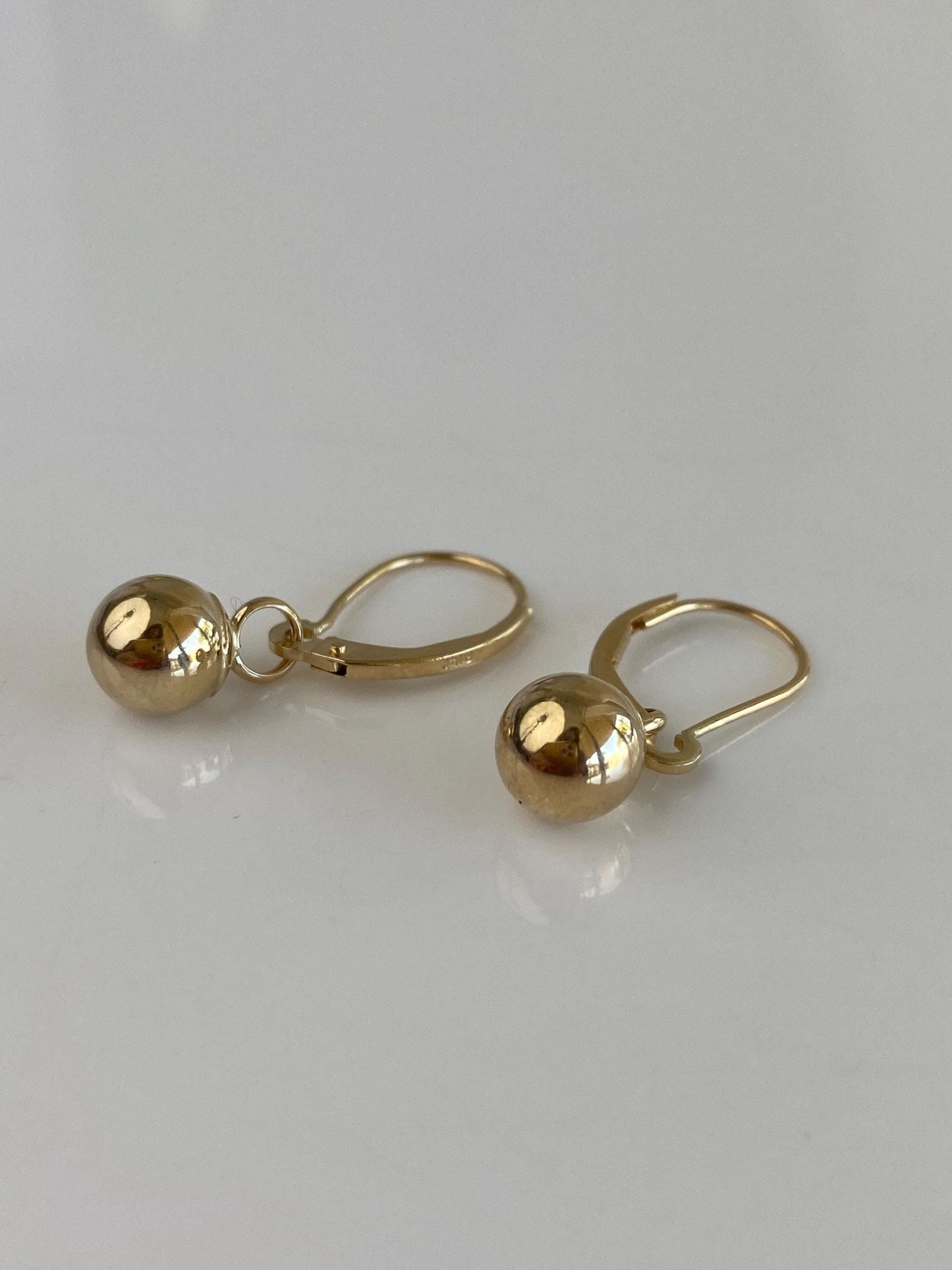 Vintage 14k Yellow Gold Ball Dangle Earrings