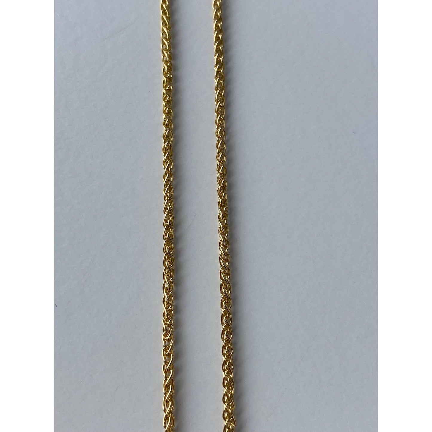 Vintage Solid 18k Yellow Gold 'Berries' Wheat Chain Necklace - 24 inches