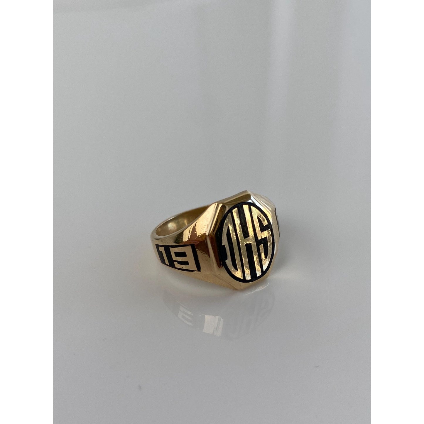 Vintage Solid 10k Yellow Gold Enamel 1929 DHS Class Ring - Size 5.75