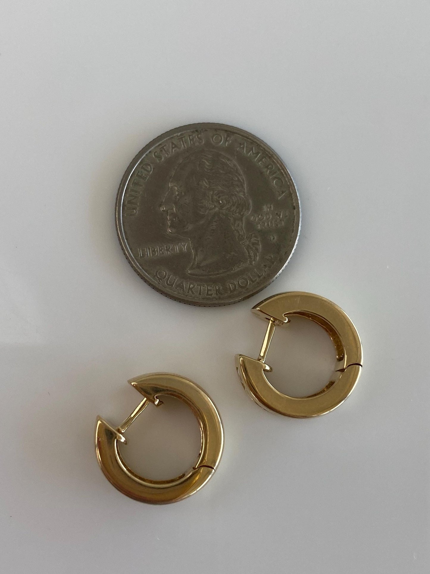Vintage Solid 14k Yellow Gold Diamond Hoop Earrings