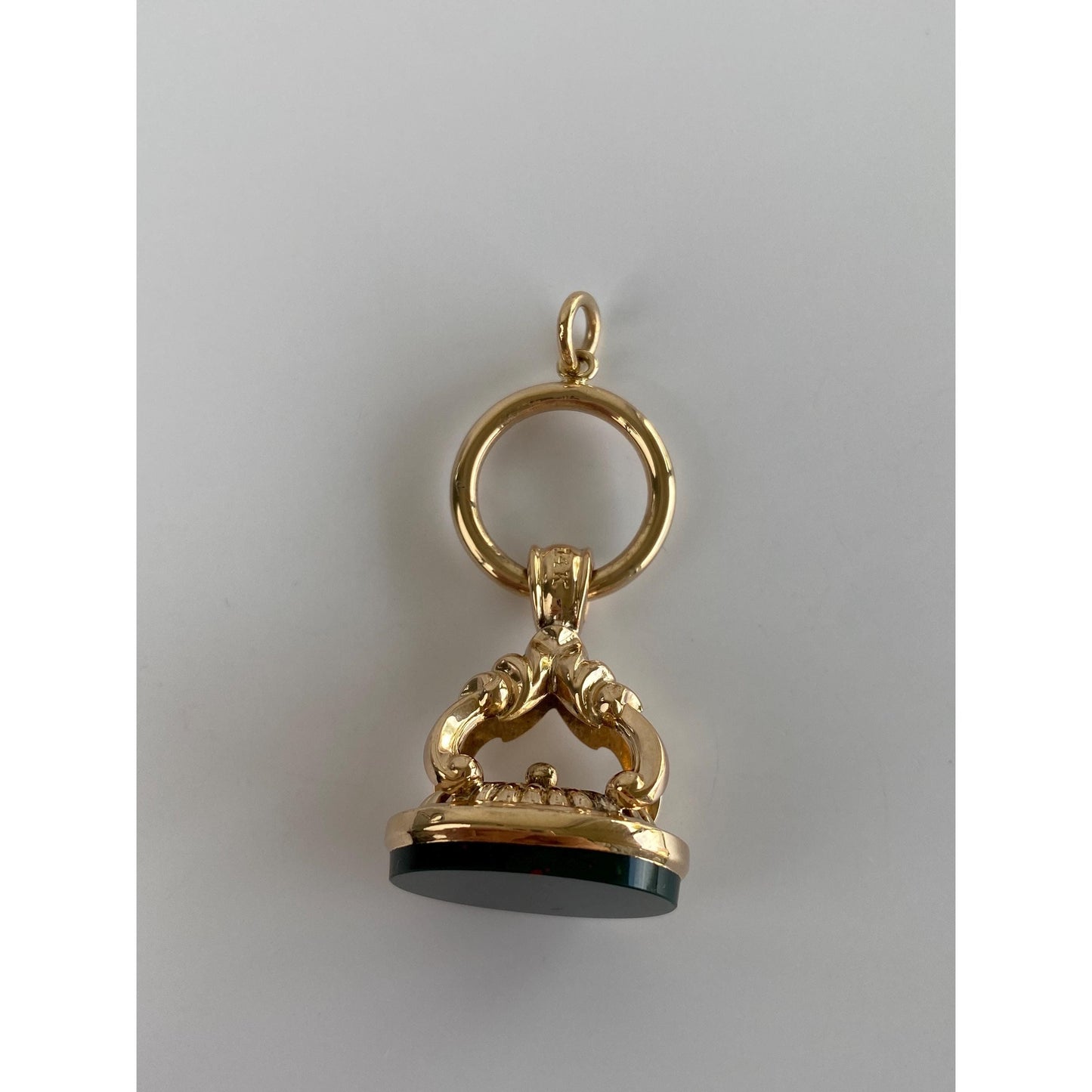 Vintage Solid 14k Yellow Gold Bloodstone Fob Charm