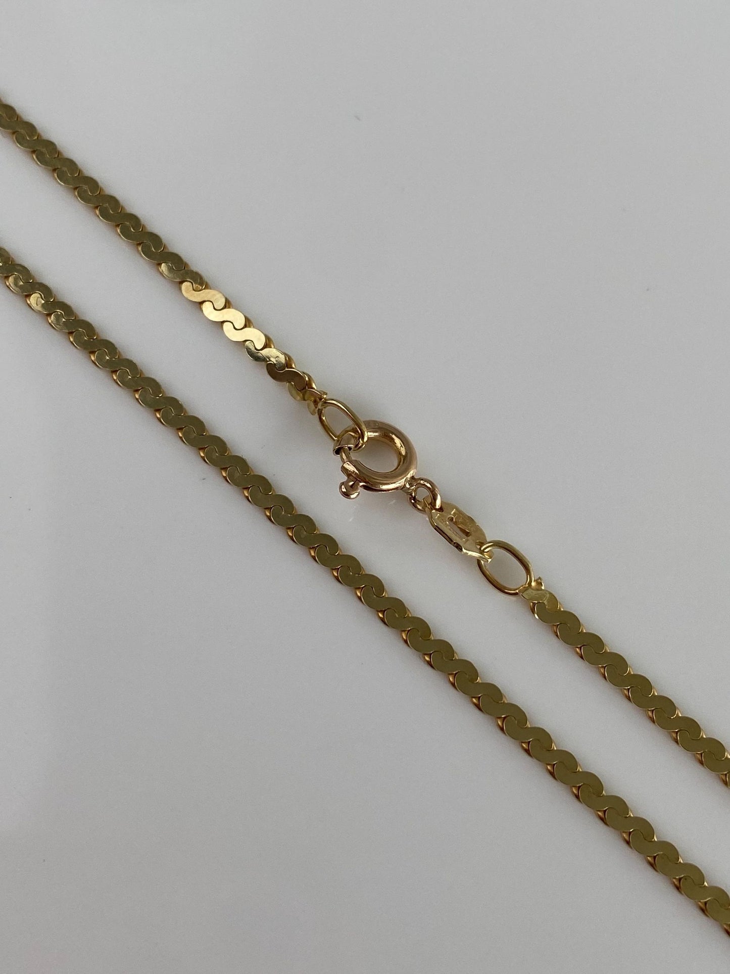 Vintage Solid 14k Yellow Gold Serpentine Chain Necklace - 18.25 inches