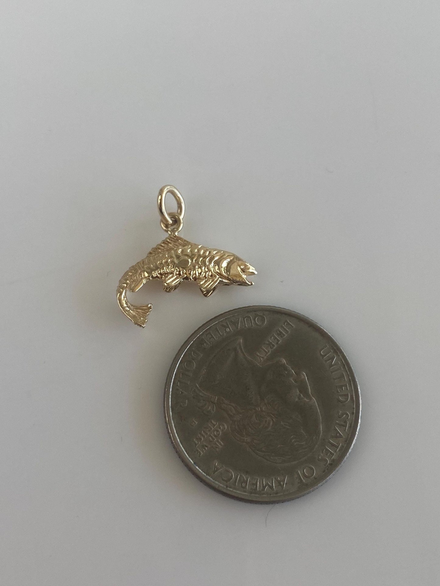 Vintage Solid 14k Yellow Gold Fish Charm