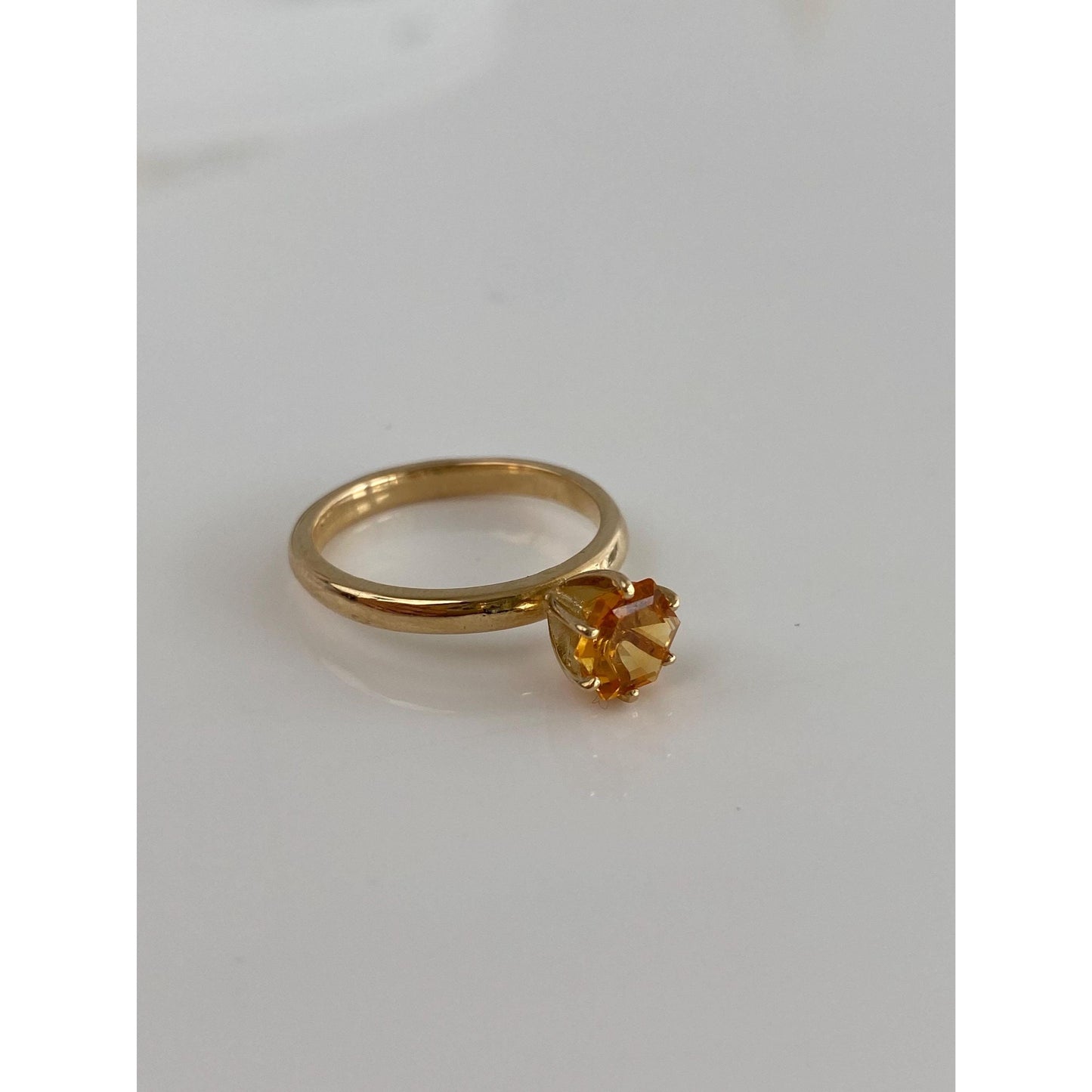 Vintage Solid 14k Yellow Gold Citrine Ring - Size 5.75