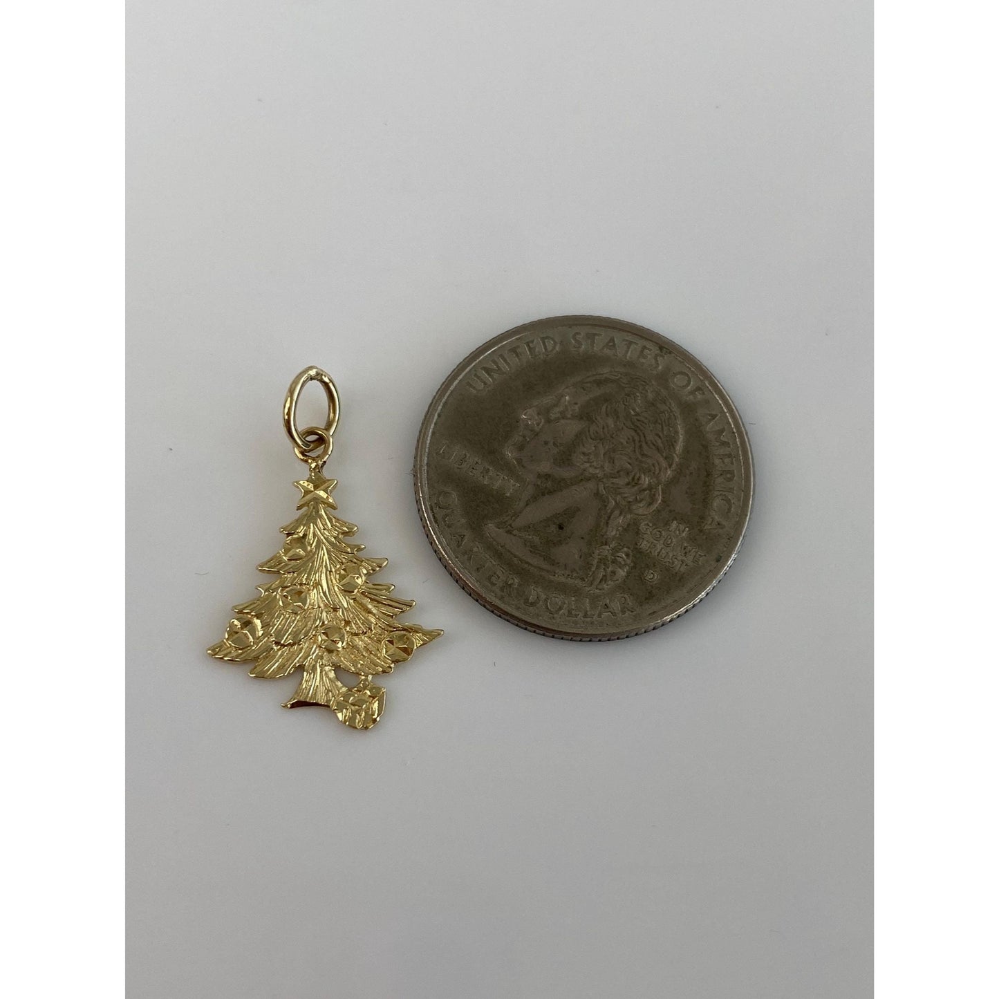 Vintage Solid 14k Yellow Gold Christmas Tree Charm