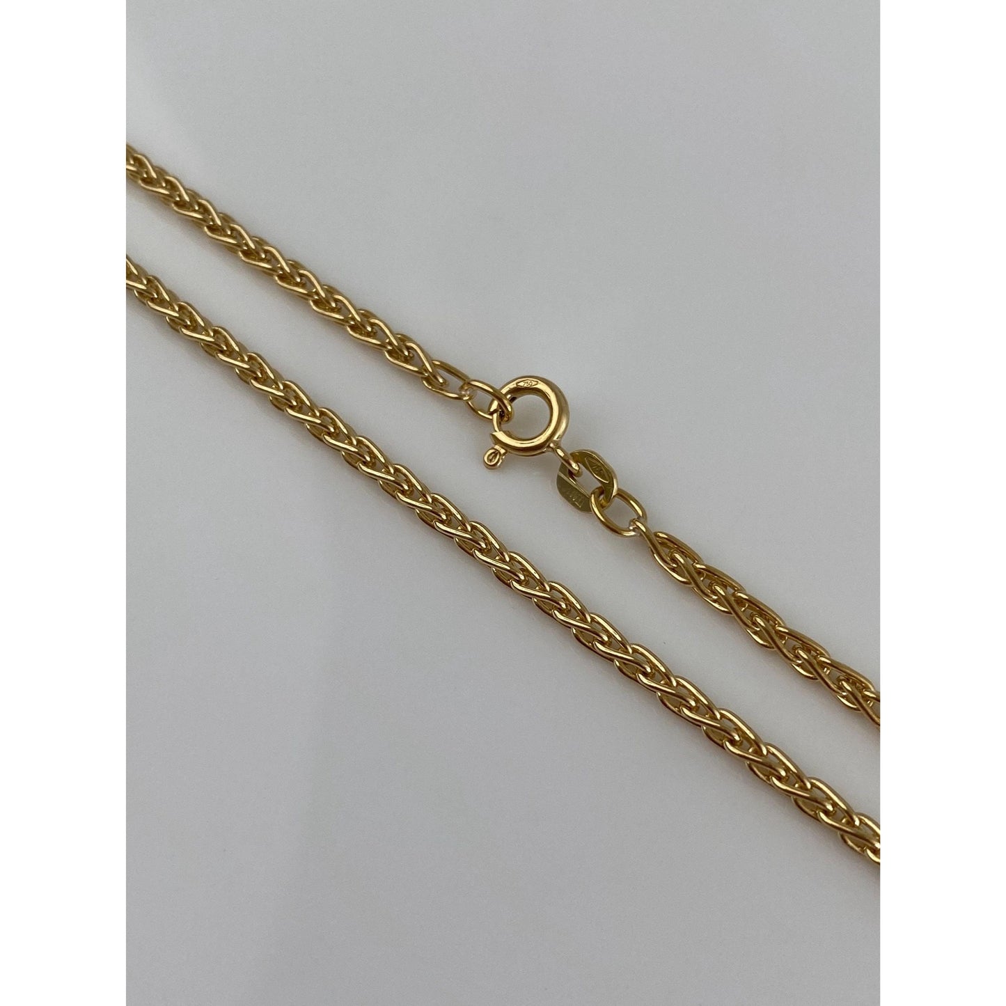 Solid 18k Yellow Gold Long Wheat Chain Necklace - 24 inches