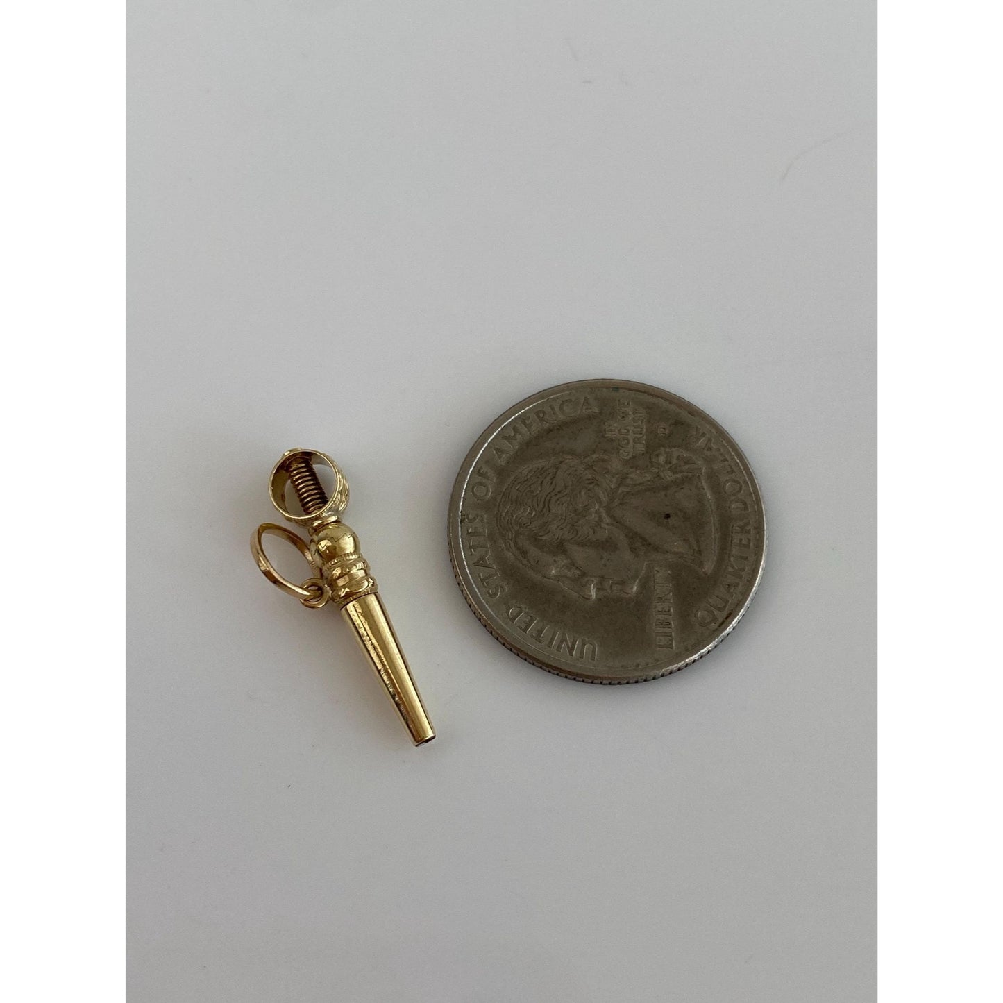 Vintage Solid 14k Yellow Gold Pocket Watch Key Charm