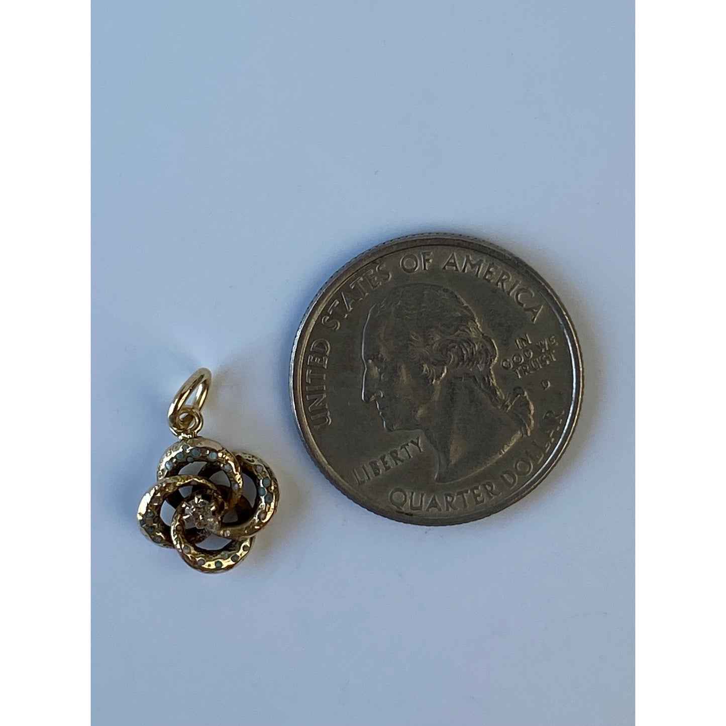 Vintage Solid 14k Yellow Gold Diamond Knot Stick Pin Conversion Charm