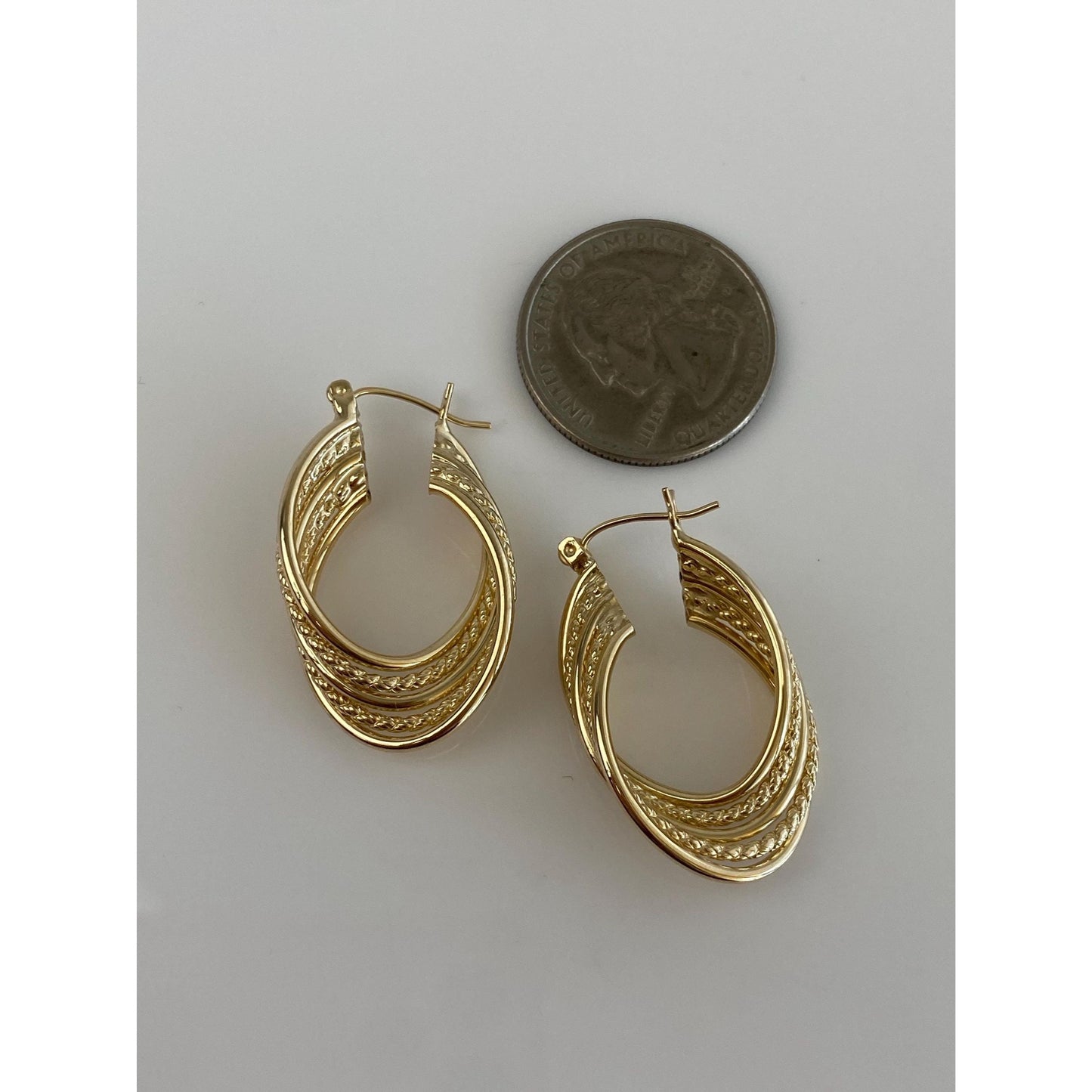 Vintage 14k Yellow Gold Layered Hoop Earrings