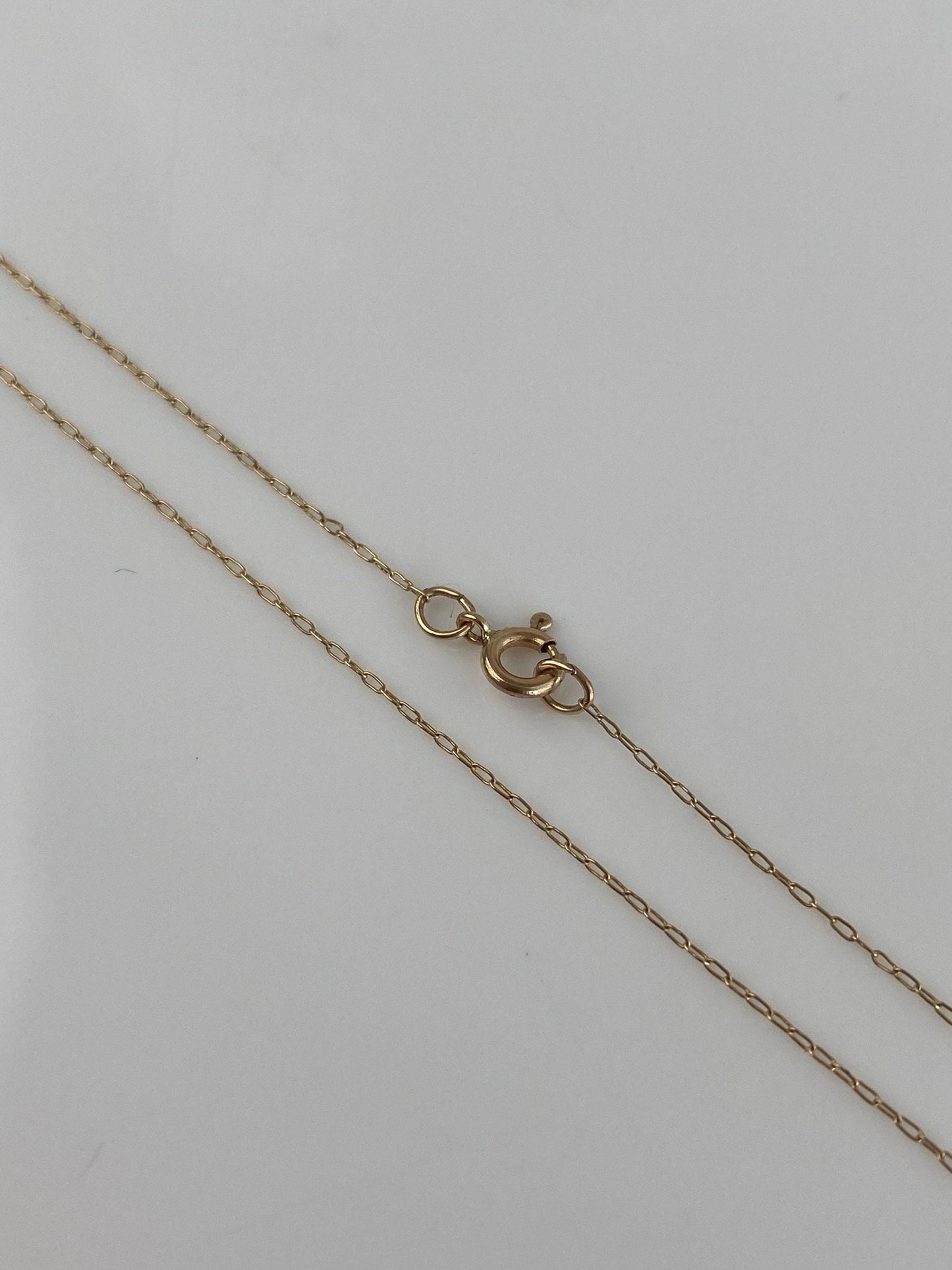 Vintage Solid 14k Yellow Gold Dainty Elongated Cable Chain Necklace - 16 inches