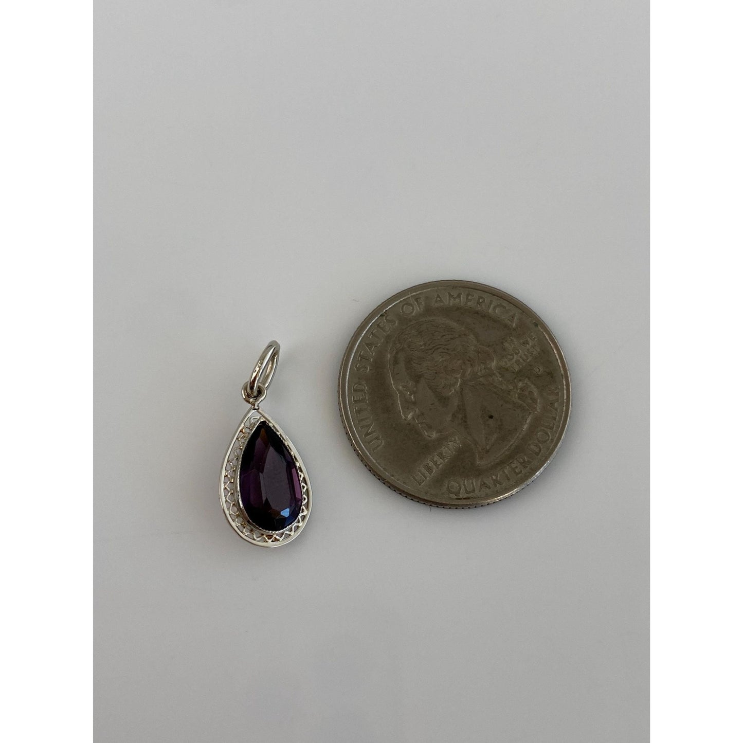 Vintage Solid 10k White Gold Purple Cubic Zirconia Stick Pin Conversion Charm