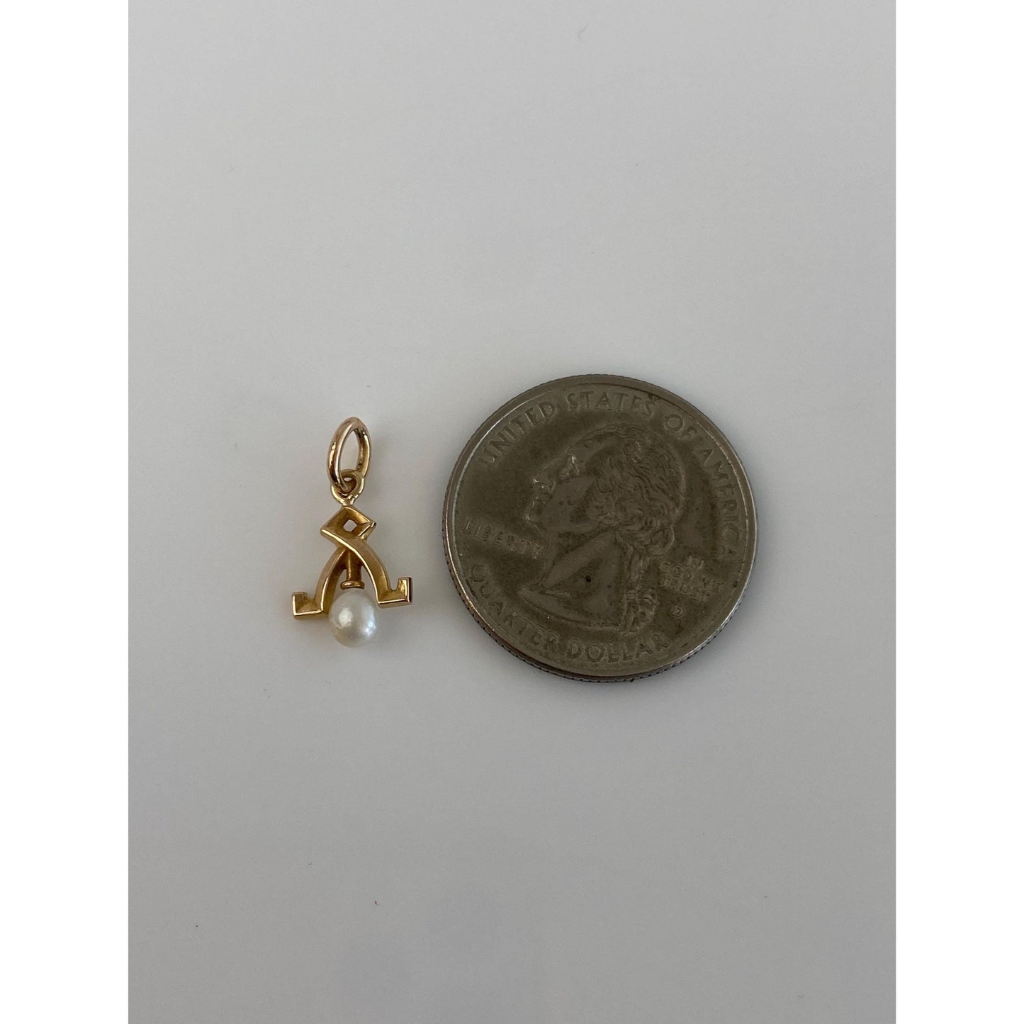 Vintage Solid 14k Yellow Gold Pearl Stick Pin Conversion Charm