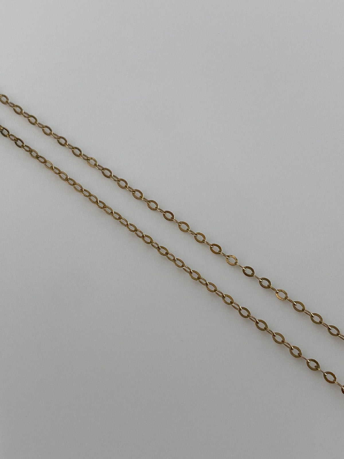 Vintage 14k White & Yellow Gold Clear Enamel Circle Charm w/ Solid 14k Yellow Gold Cable Chain Necklace - 18 inches