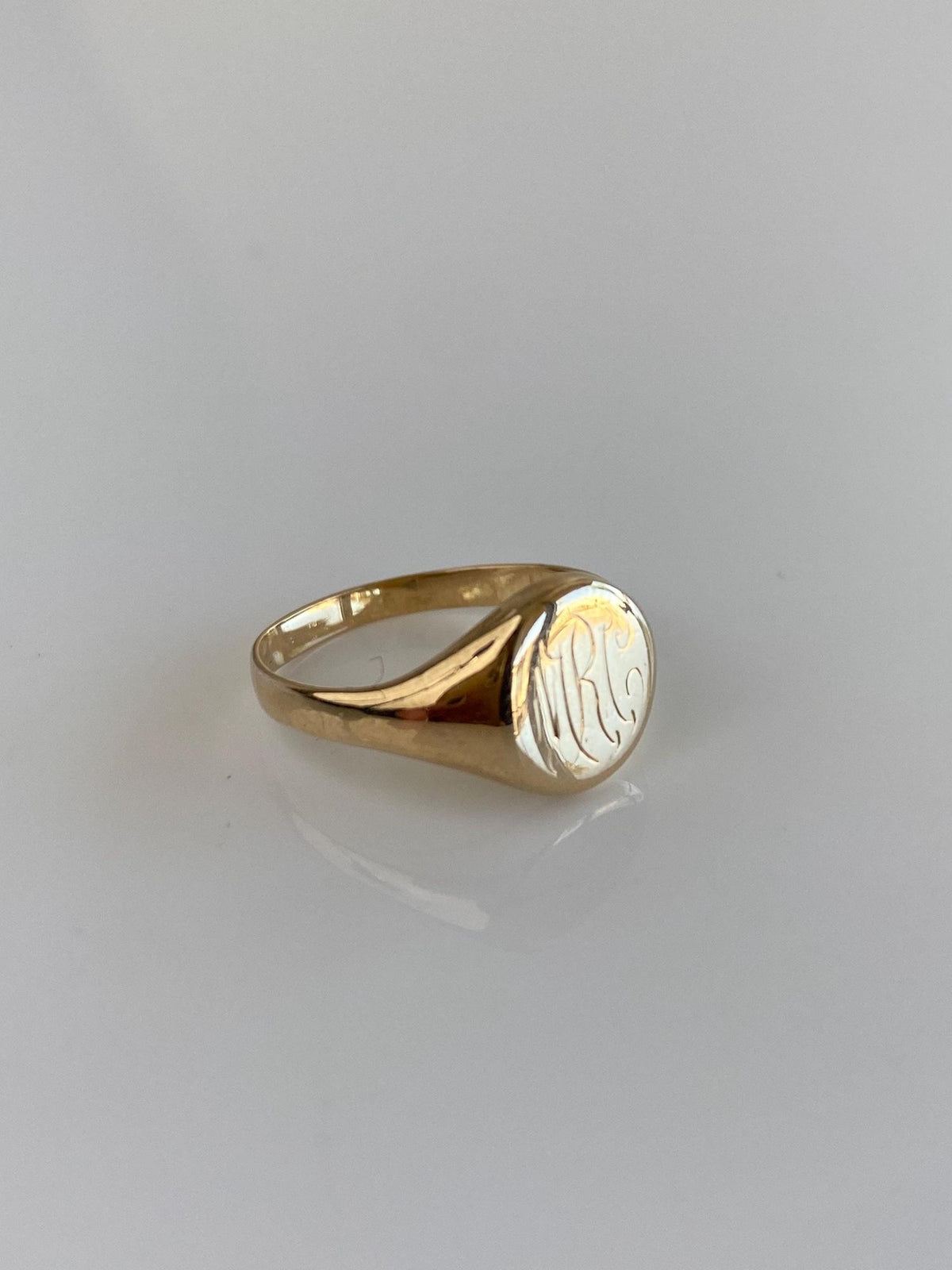 Vintage Solid 10k Yellow Gold Monogram Signet Ring - Size 5