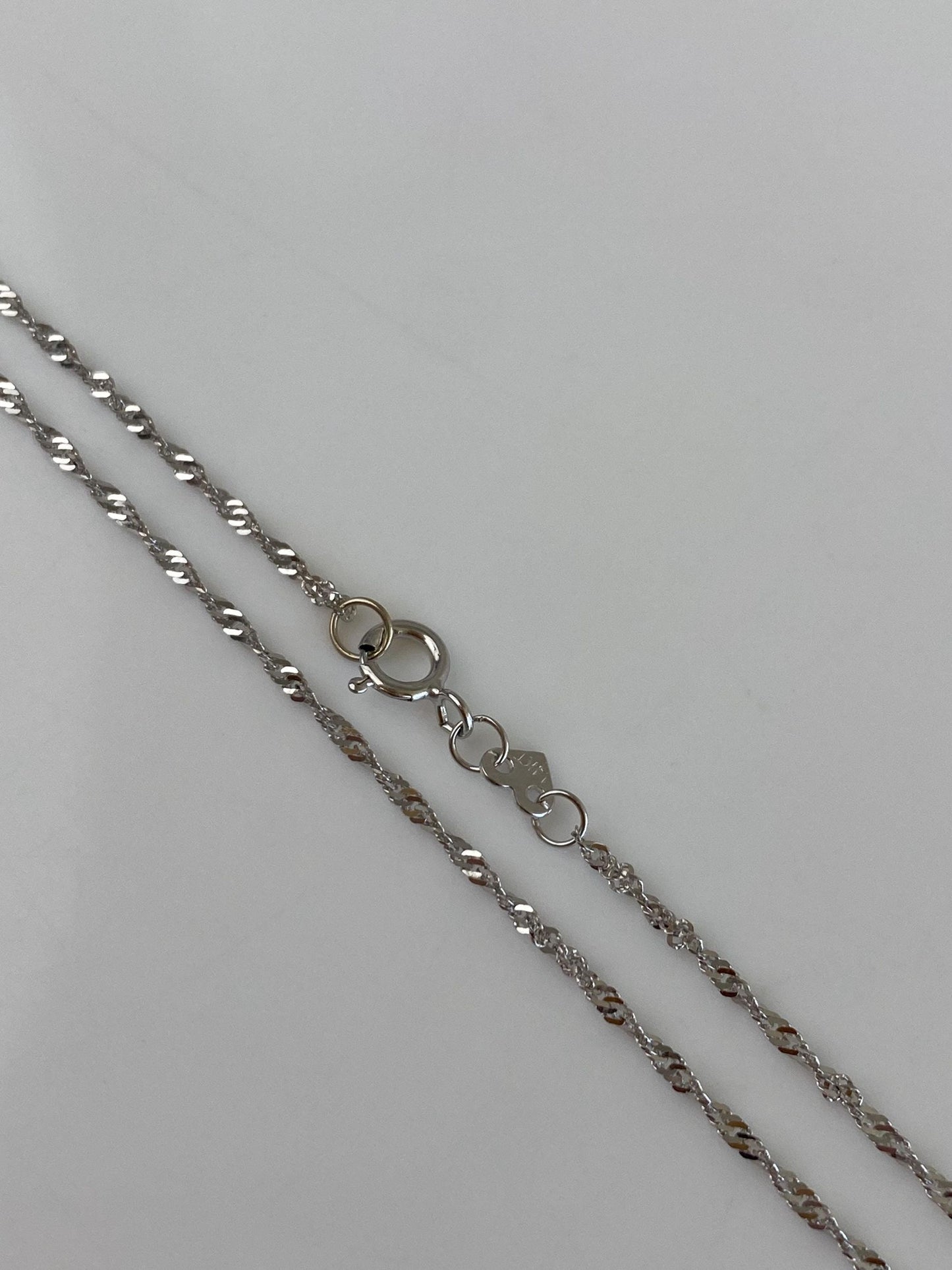 Vintage Solid 14k White Gold Twist Chain Necklace - 16 inches