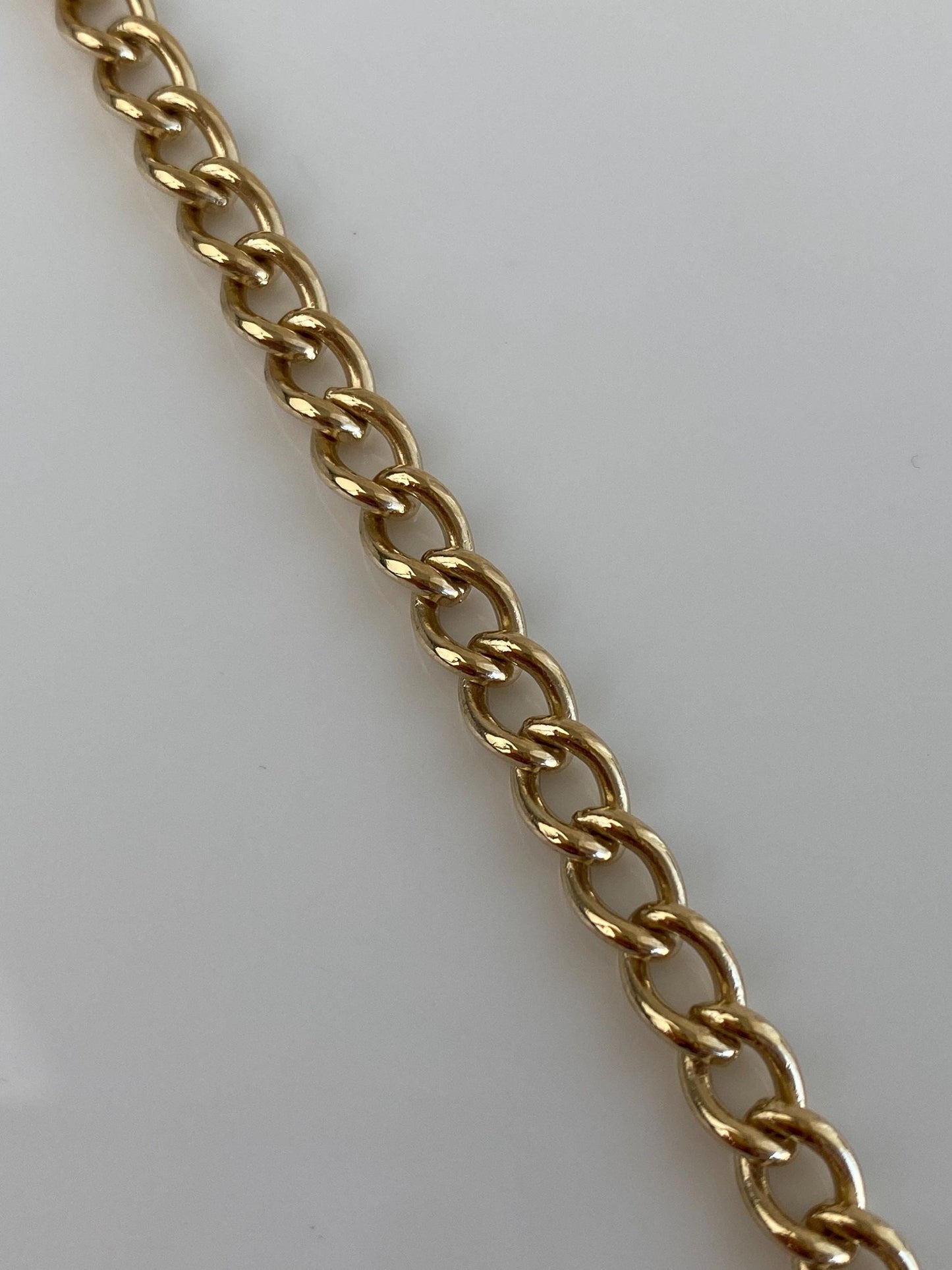 Vintage Solid 14k Yellow Gold Elongated Curb Chain Bracelet - 7 inches