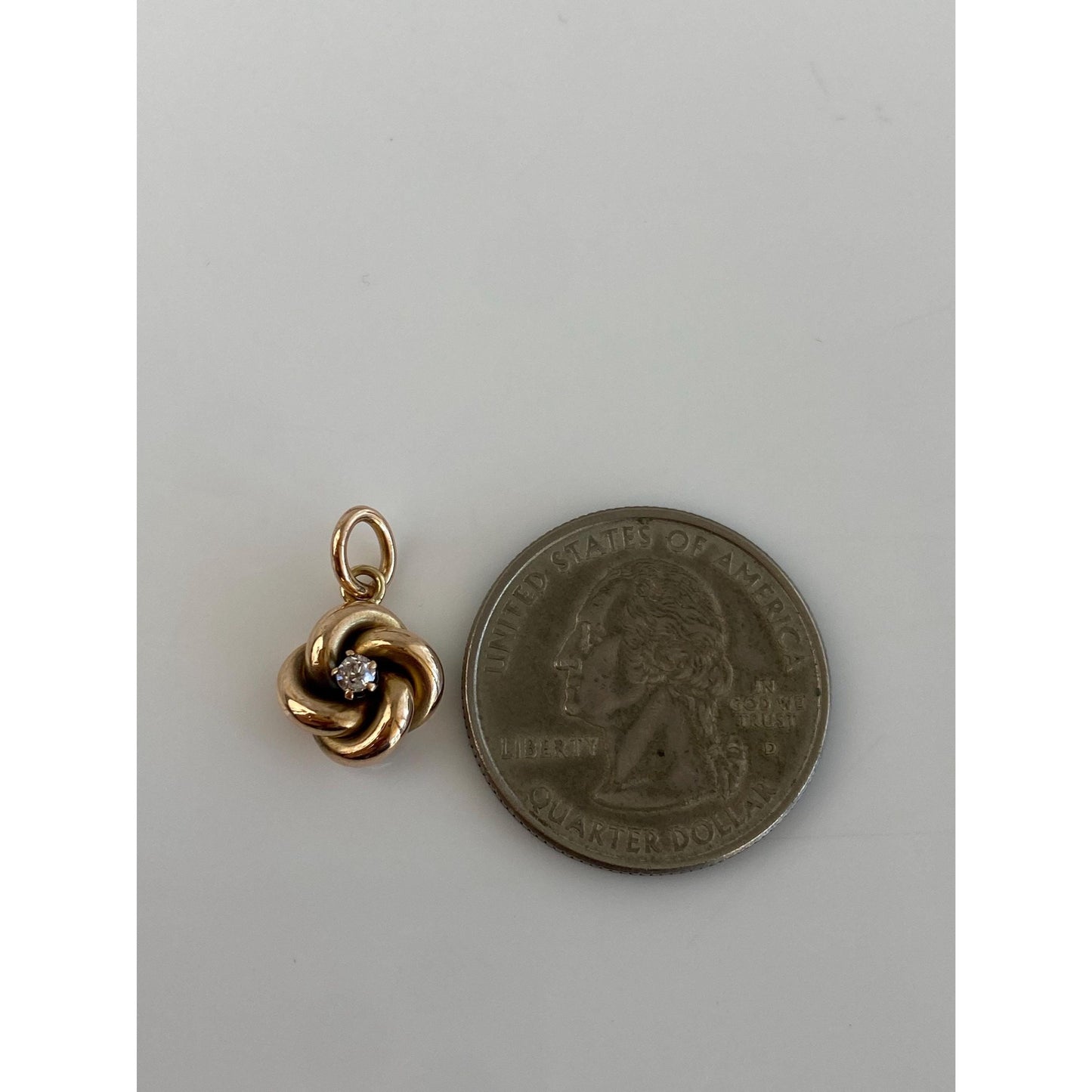 Vintage Solid 10k Yellow Gold Diamond Knot Charm