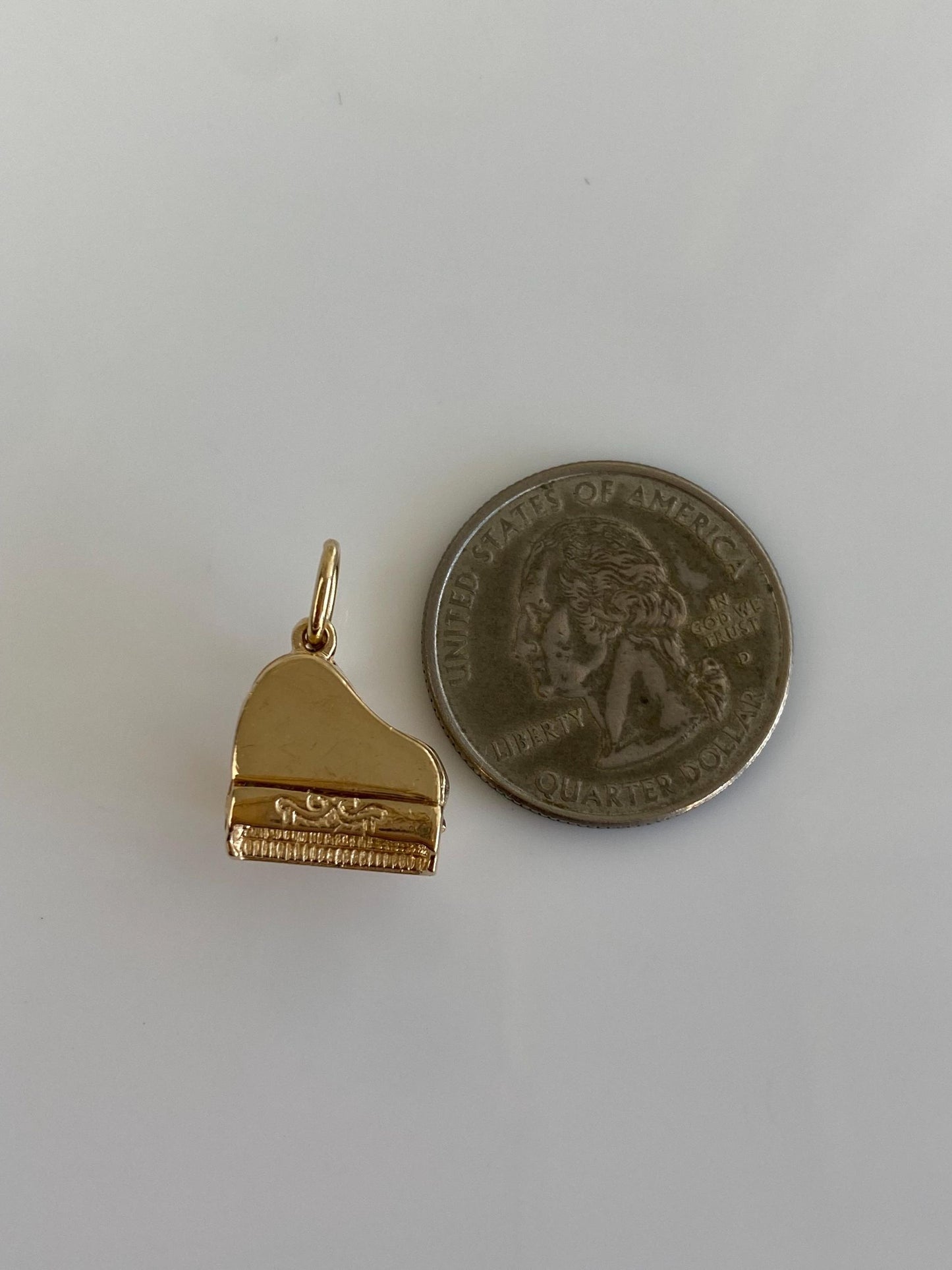 Vintage Solid 14k Yellow Gold Piano Charm