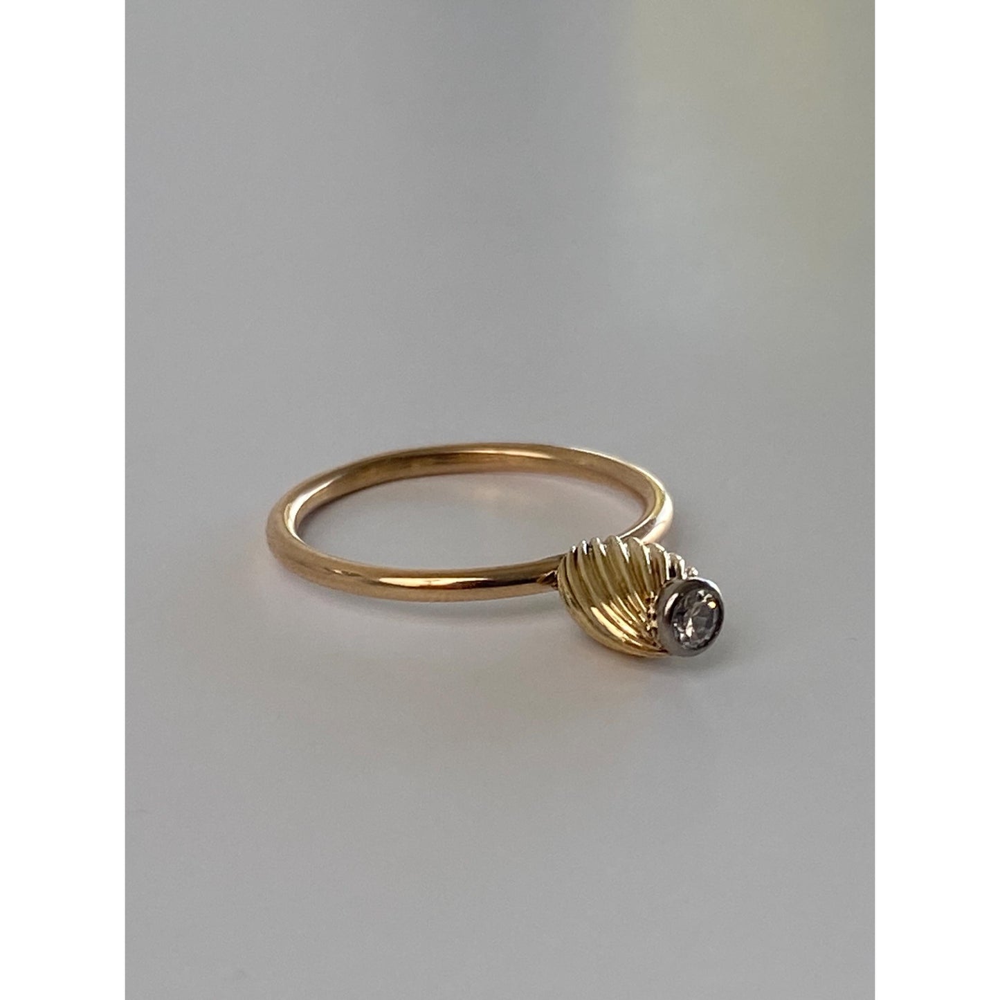 Vintage Solid 14k Yellow Gold Diamond Ring - Size 5.25