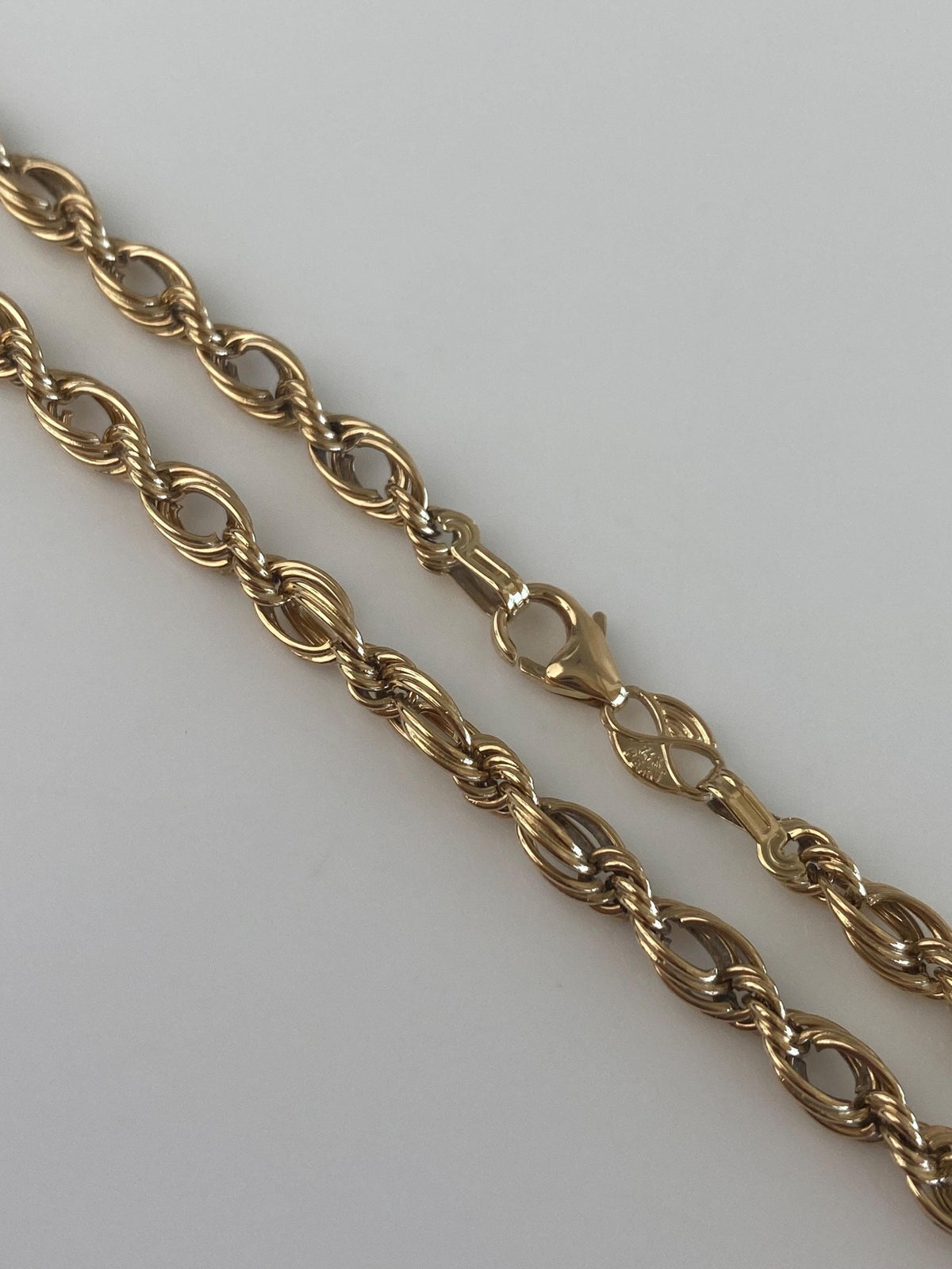 Vintage 14k Yellow Gold Open Design Rope Chain Necklace - 15.25 inches