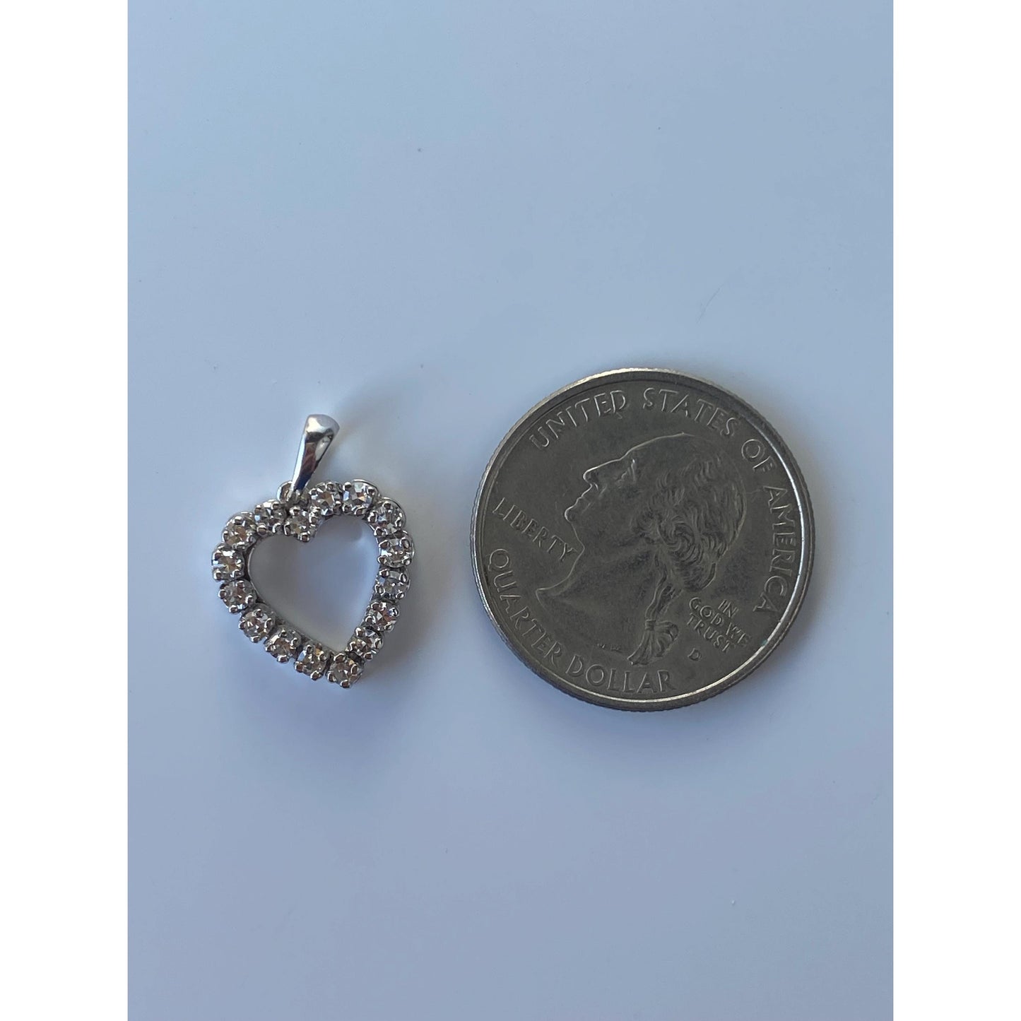 Solid 14k White Gold Diamond Heart Charm