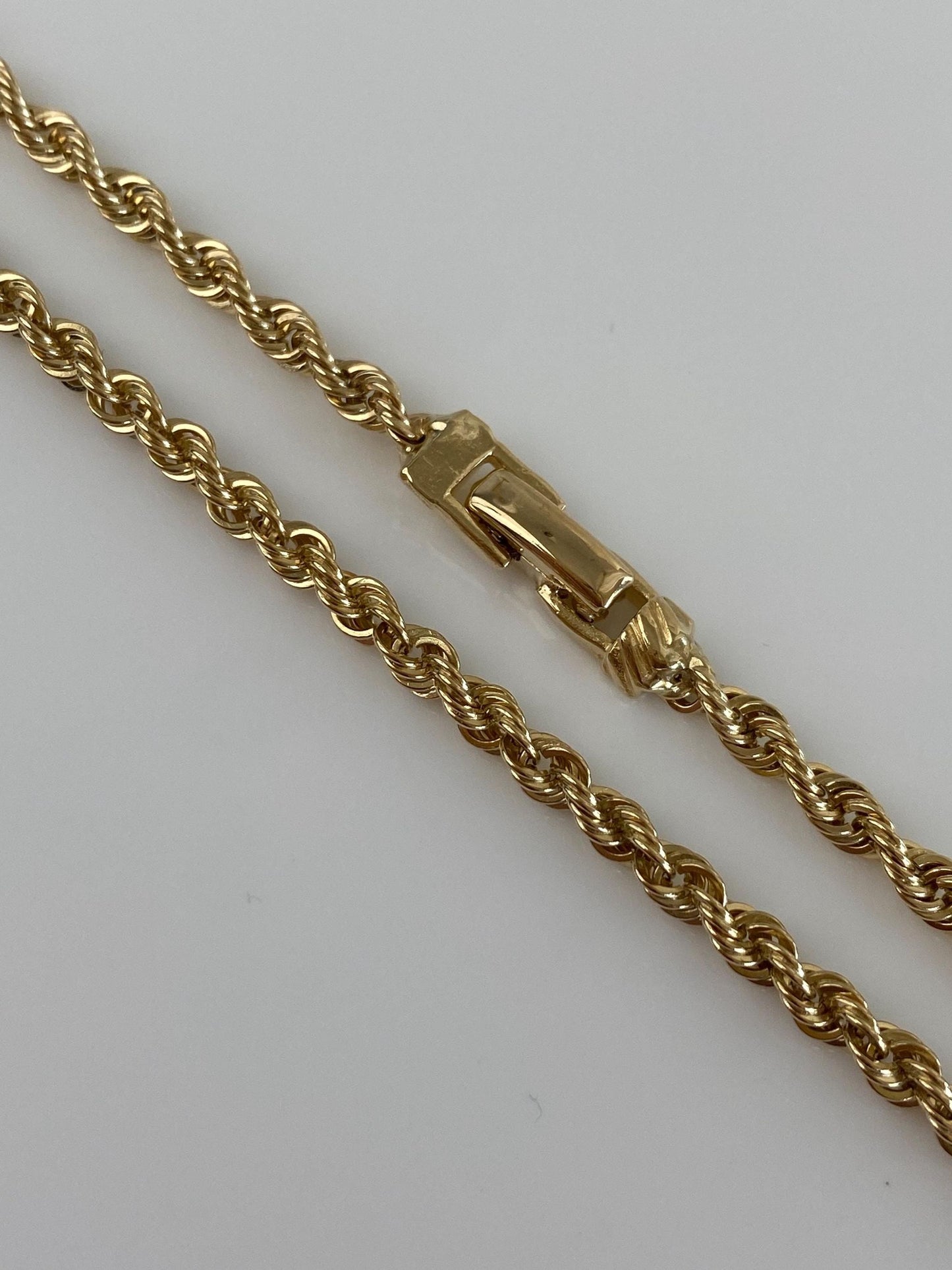 Vintage Solid 14k Yellow Gold Long Rope Chain Necklace - 24.5 inches