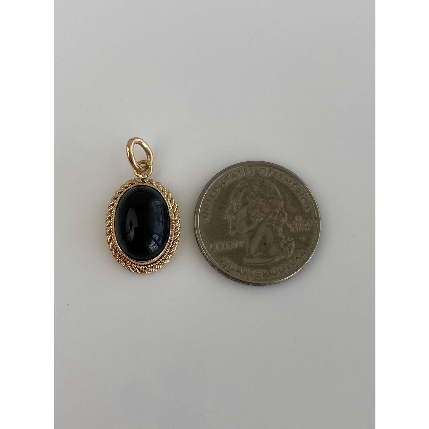 Solid 10k Yellow Gold Onyx Cufflink Conversion Charm