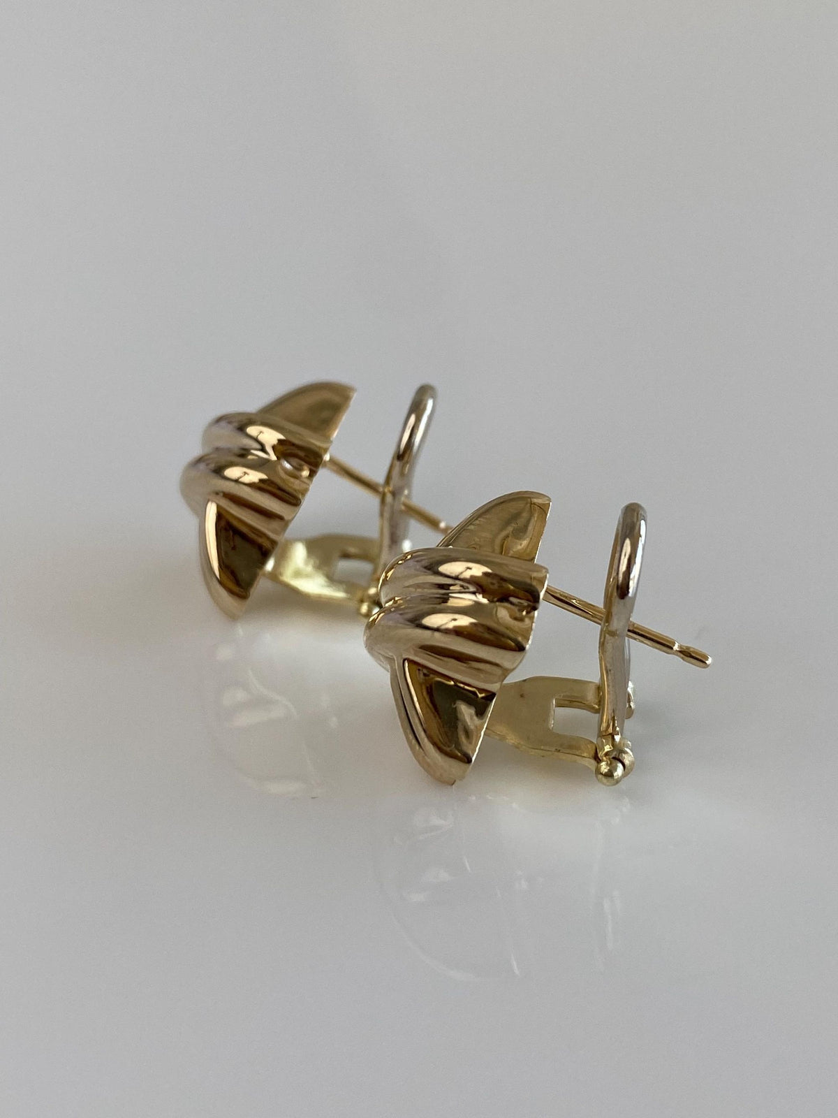 Vintage 14k Yellow Gold X Drop Earrings