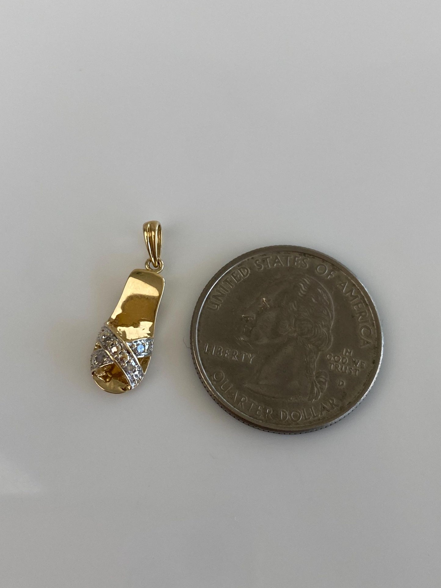 Vintage Solid 10k Yellow Gold Diamond Sandal Charm
