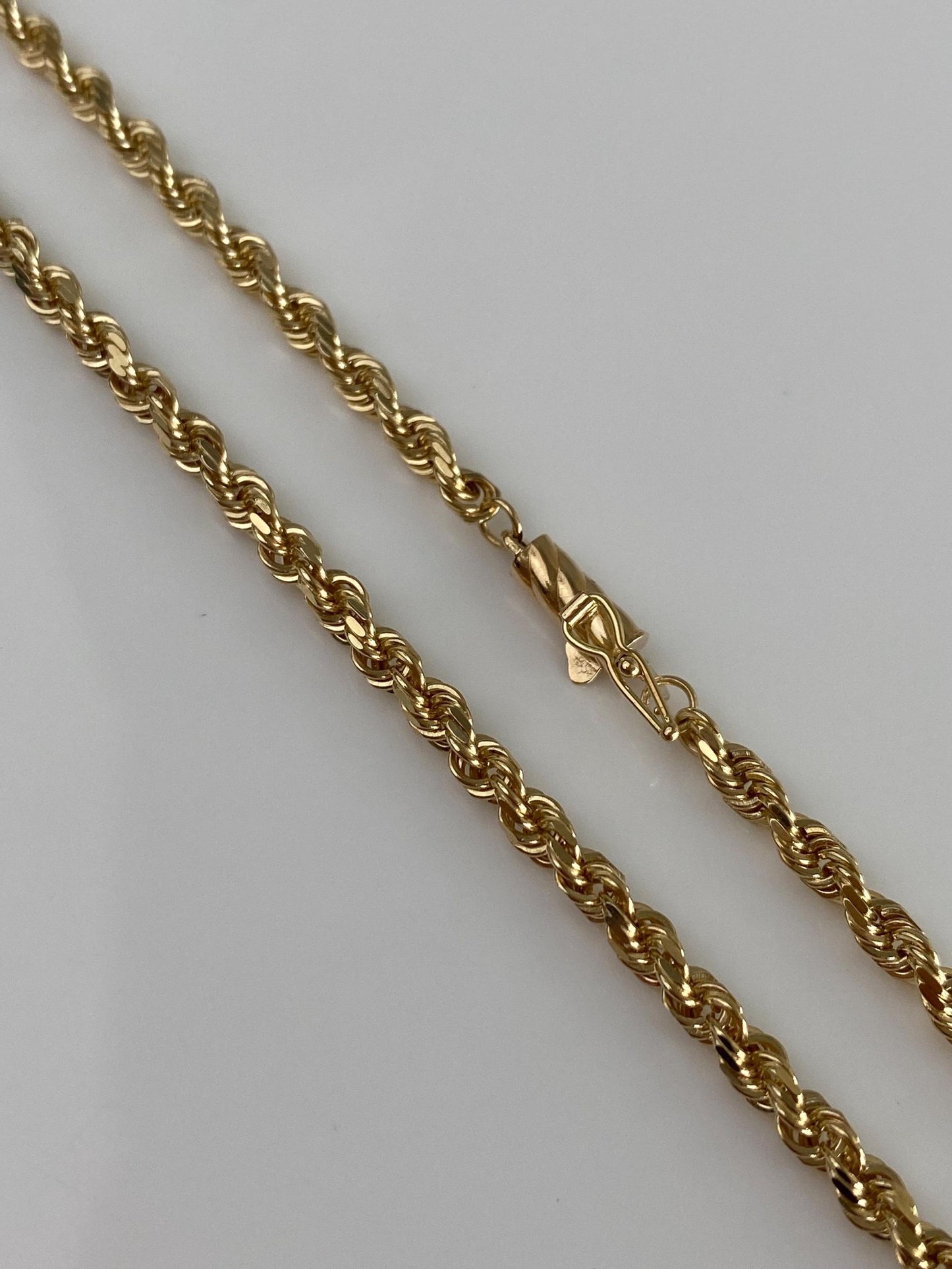 Vintage Solid 14k Yellow Gold Rope Chain Necklace - 24 inches