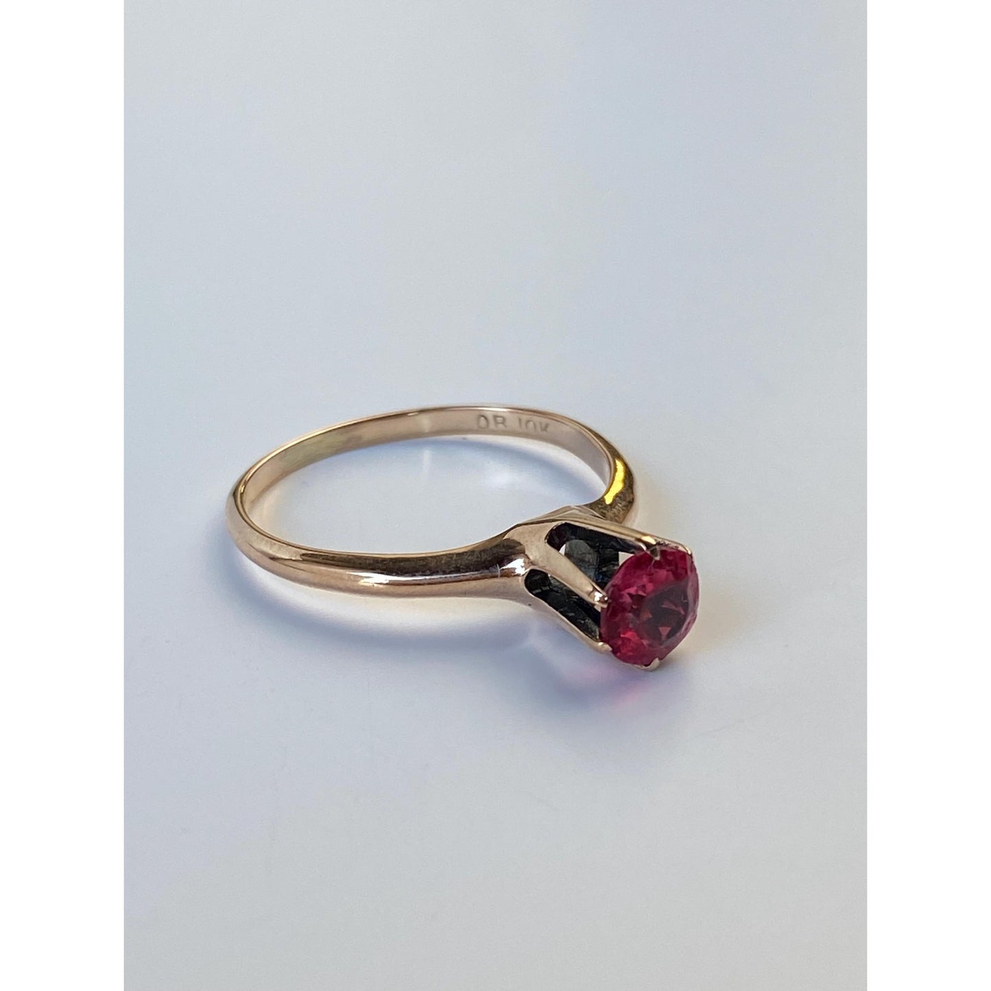 Vintage Solid 10k Rosey Gold Pink Cubic Zirconia Ring - Size 7.75