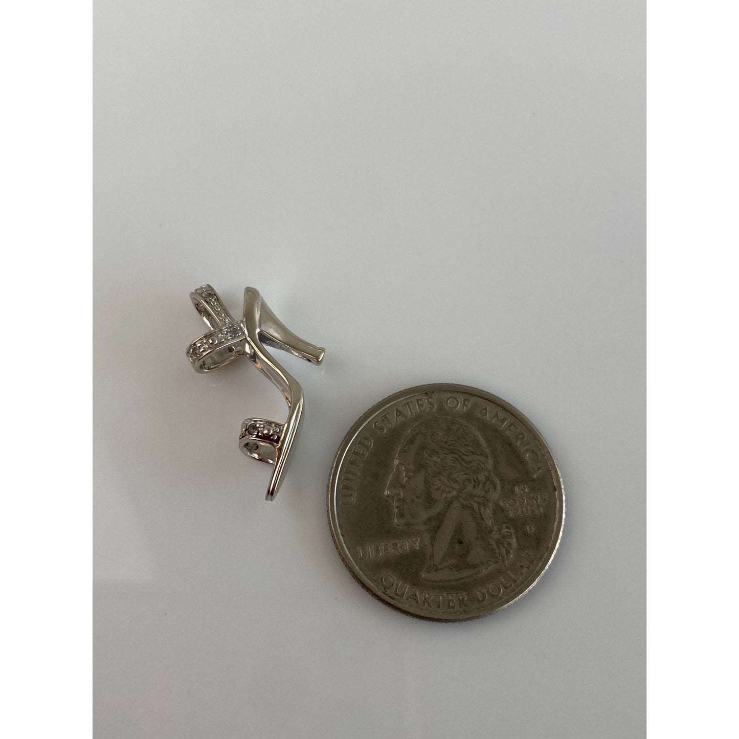 Vintage Solid 10k White Gold Diamond High Heel Charm