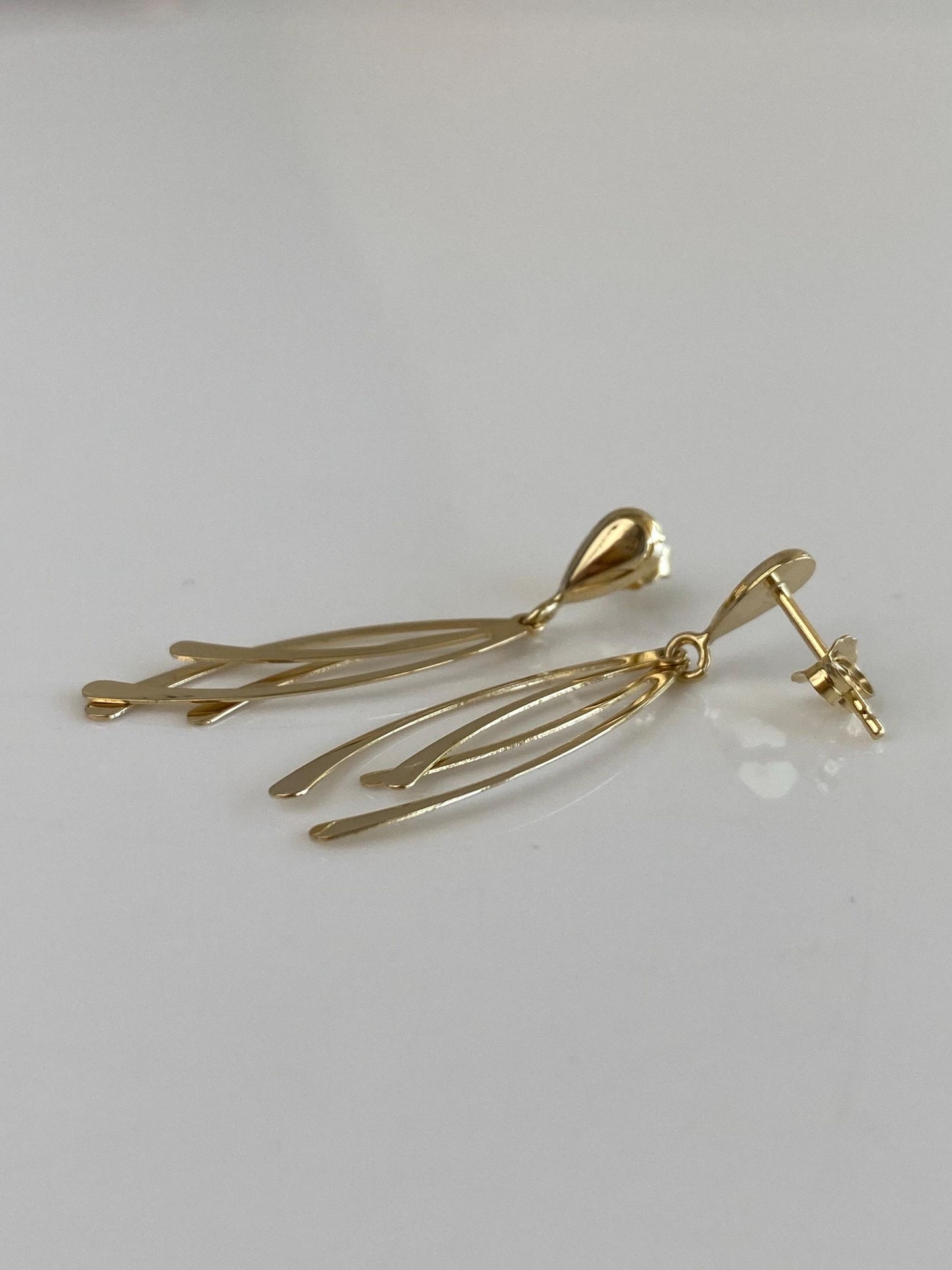 Vintage Solid 14k Yellow Gold Dangle Stud Earrings