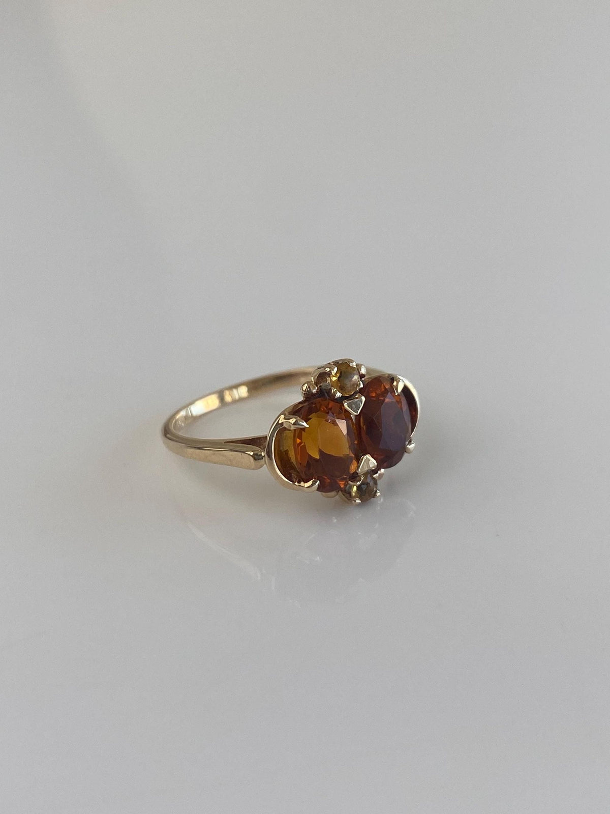Vintage Solid 10k Yellow Gold 2 Tone Citrine Ring - Size 5.25