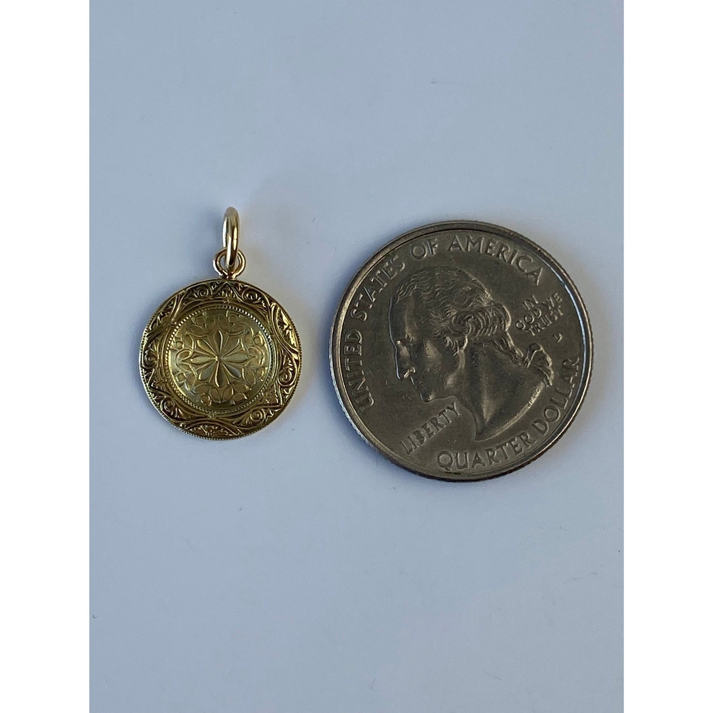 Vintage Solid 14k Yellow Gold Embossed Floral Design Cufflink Conversion Charm