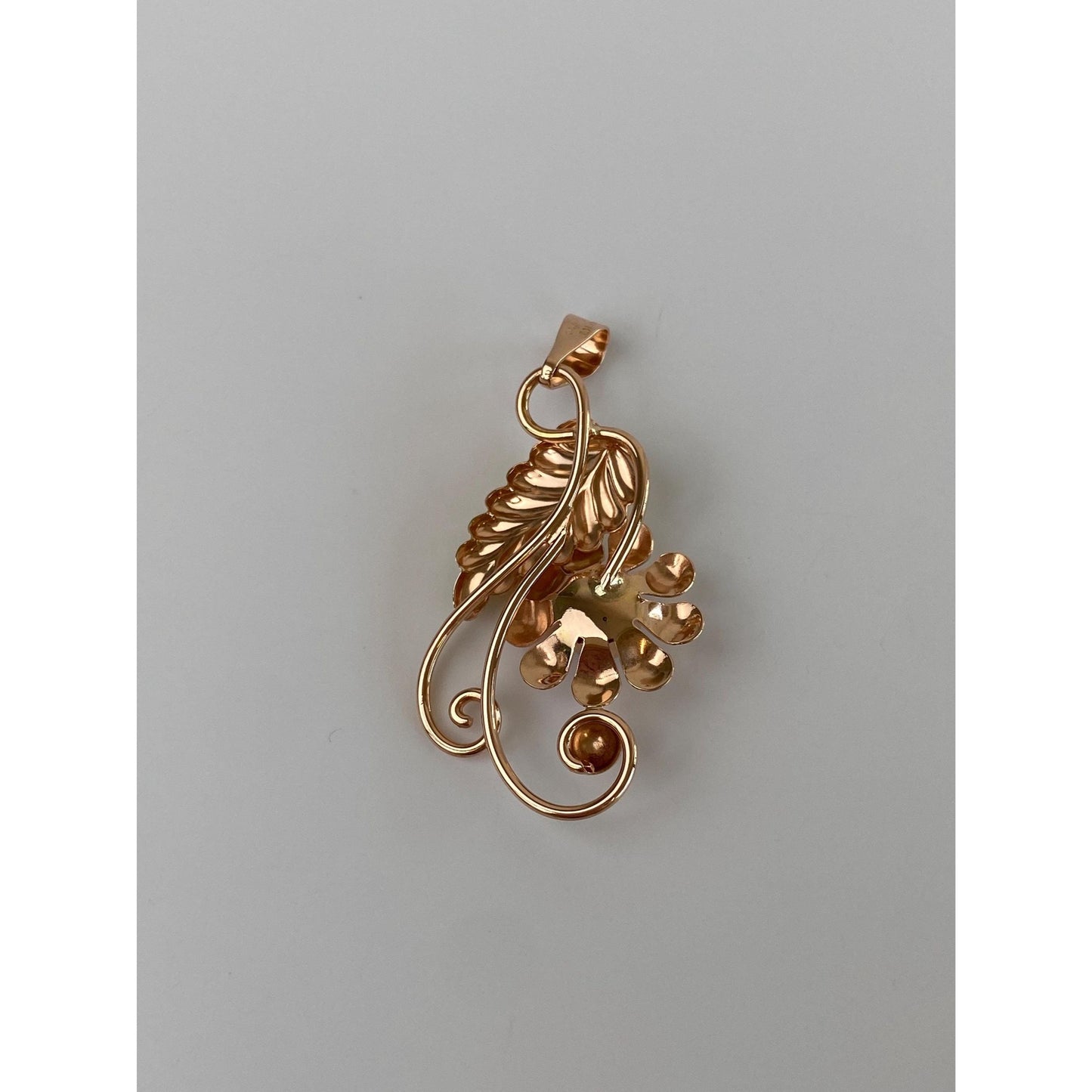 Vintage Solid 10k Rosey & Yellow Gold Blue Cubic Zirconia Floral Charm