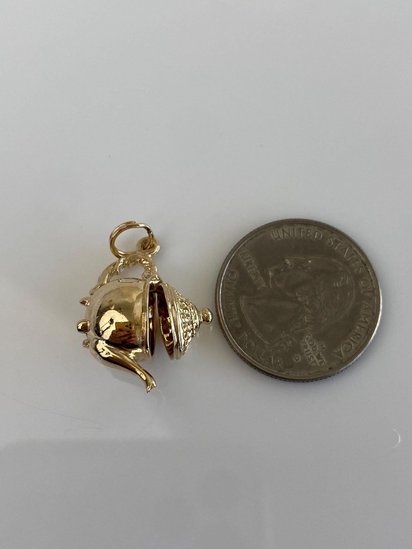 Vintage Solid 14k Yellow Gold Articulated Tea Kettle Charm