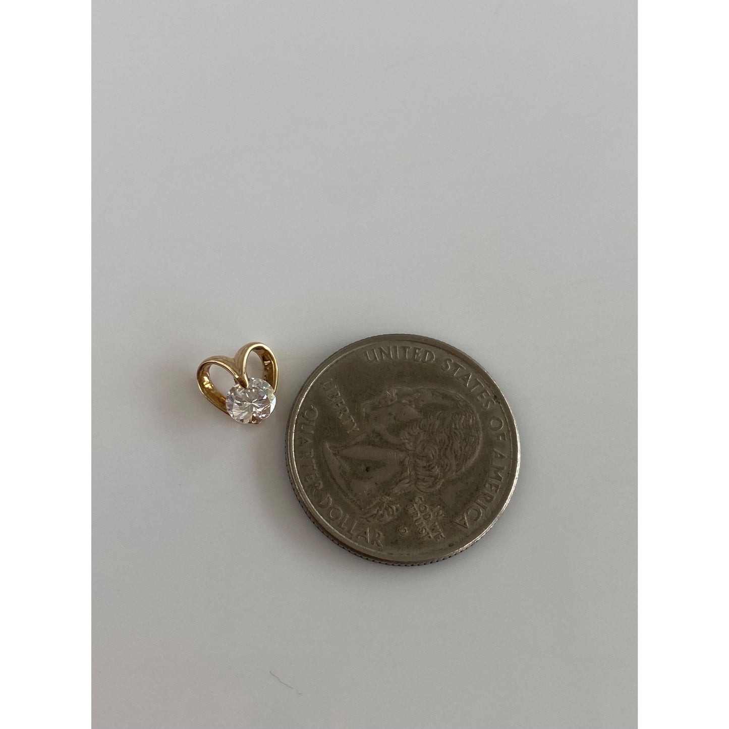 Solid 14k Yellow Gold Cubic Zirconia Heart Slide Charm