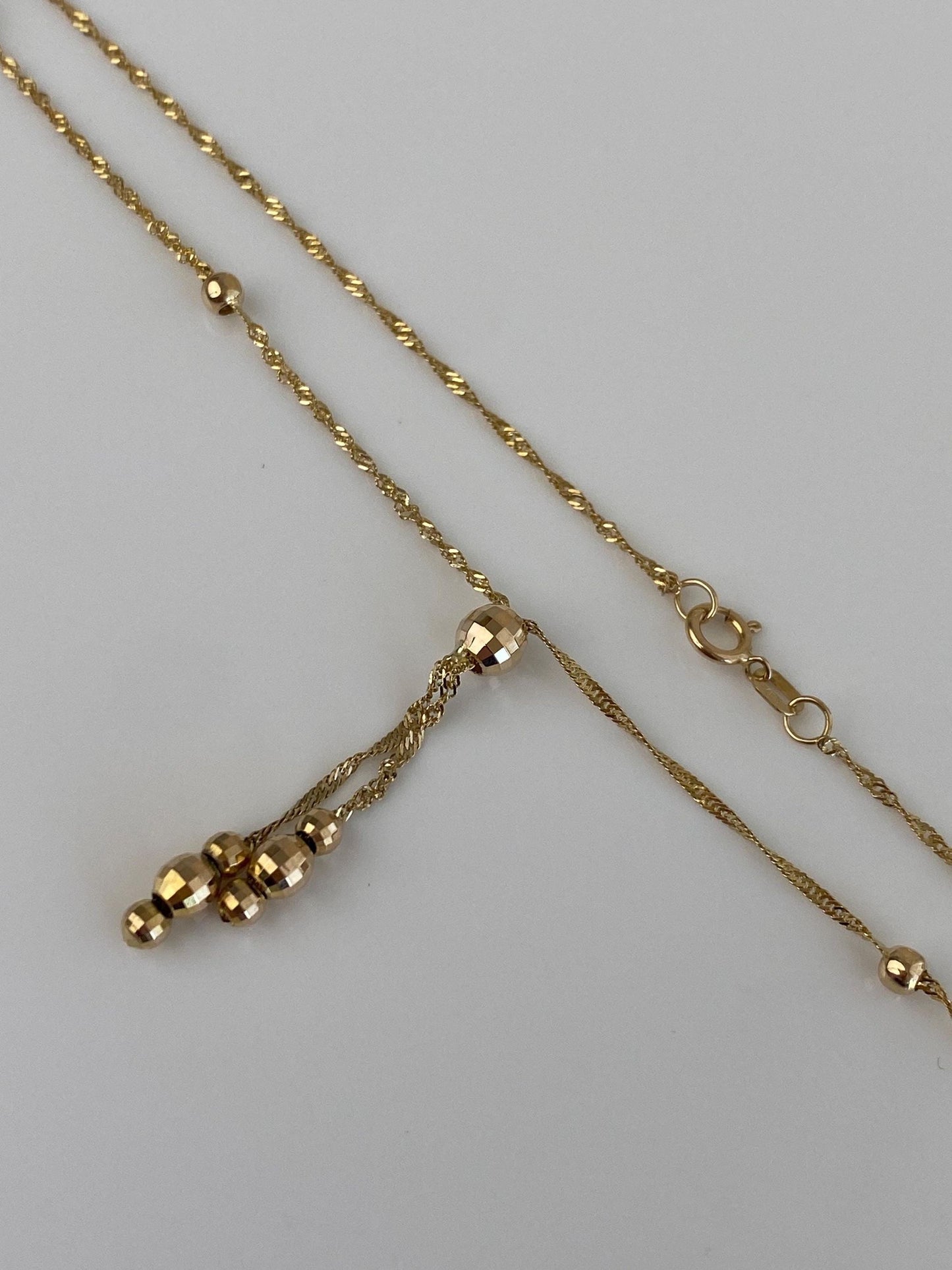 Vintage Solid 10k Yellow Gold Disco Gold Ball Twist Chain Necklace - 17 inches
