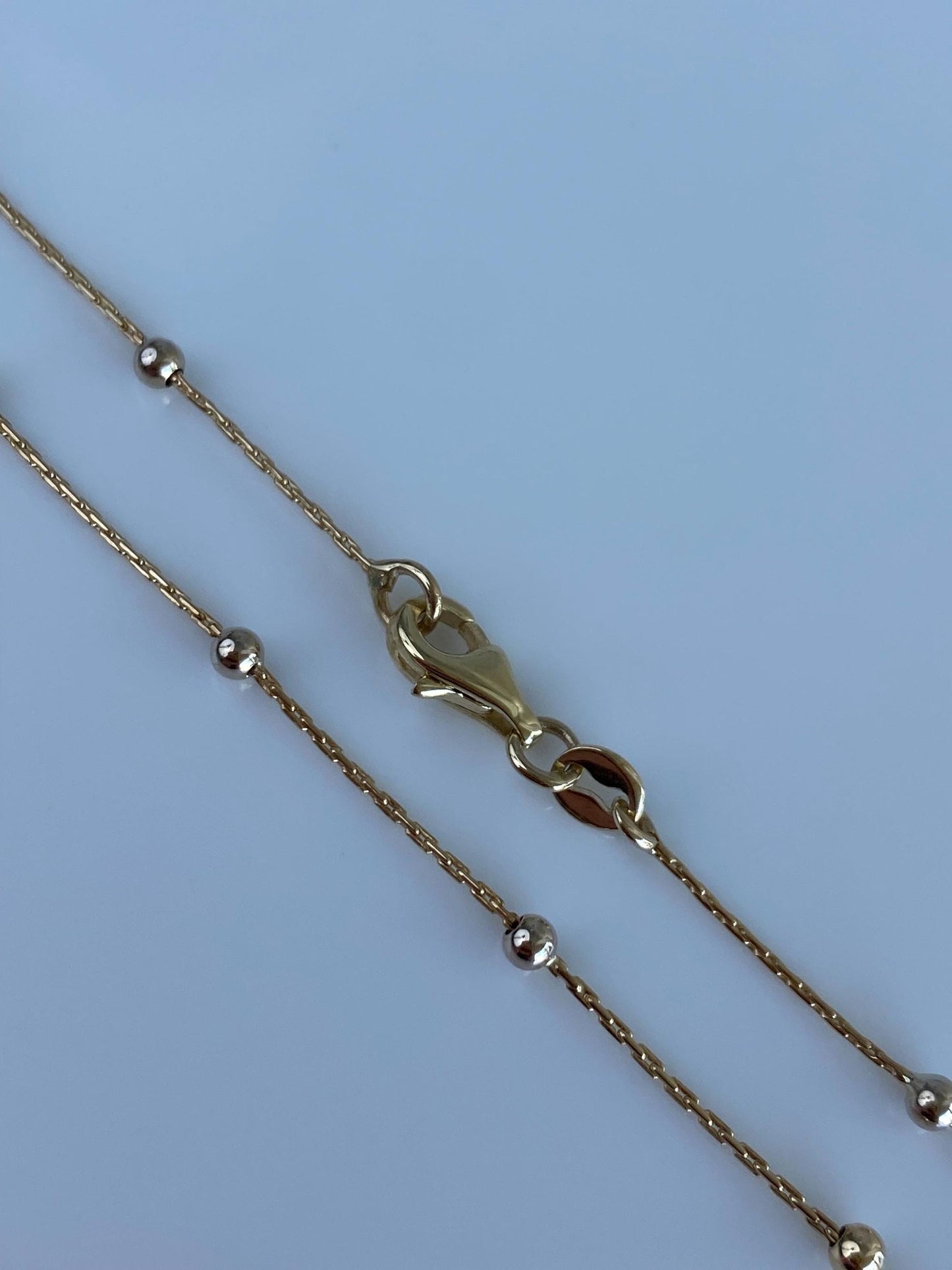 Solid 14k White & Yellow Gold Ball Tight Biker Link Chain Necklace - 17 inches
