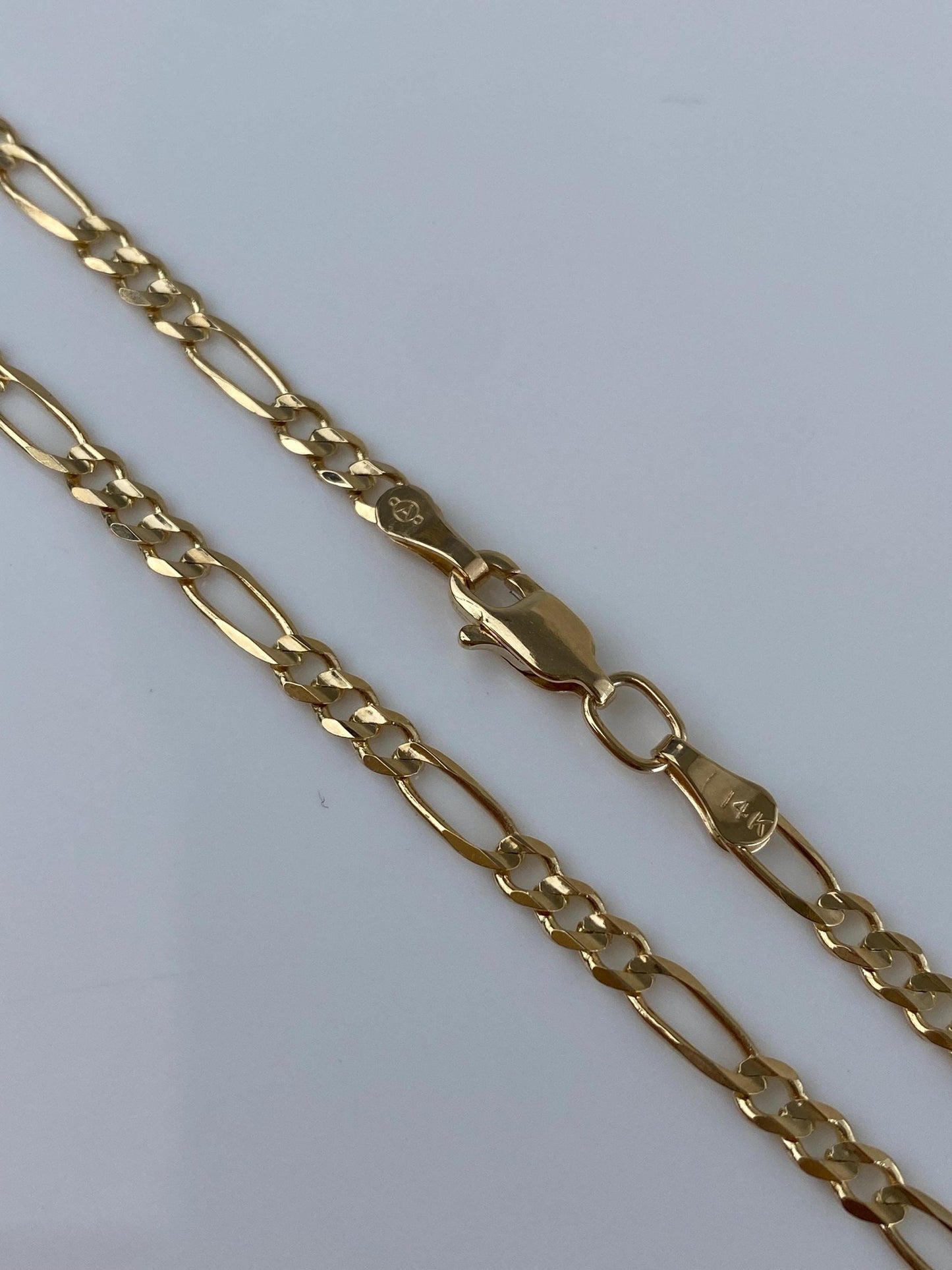 Vintage Solid 14k Yellow Gold Figaro Chain Necklace - 22 inches