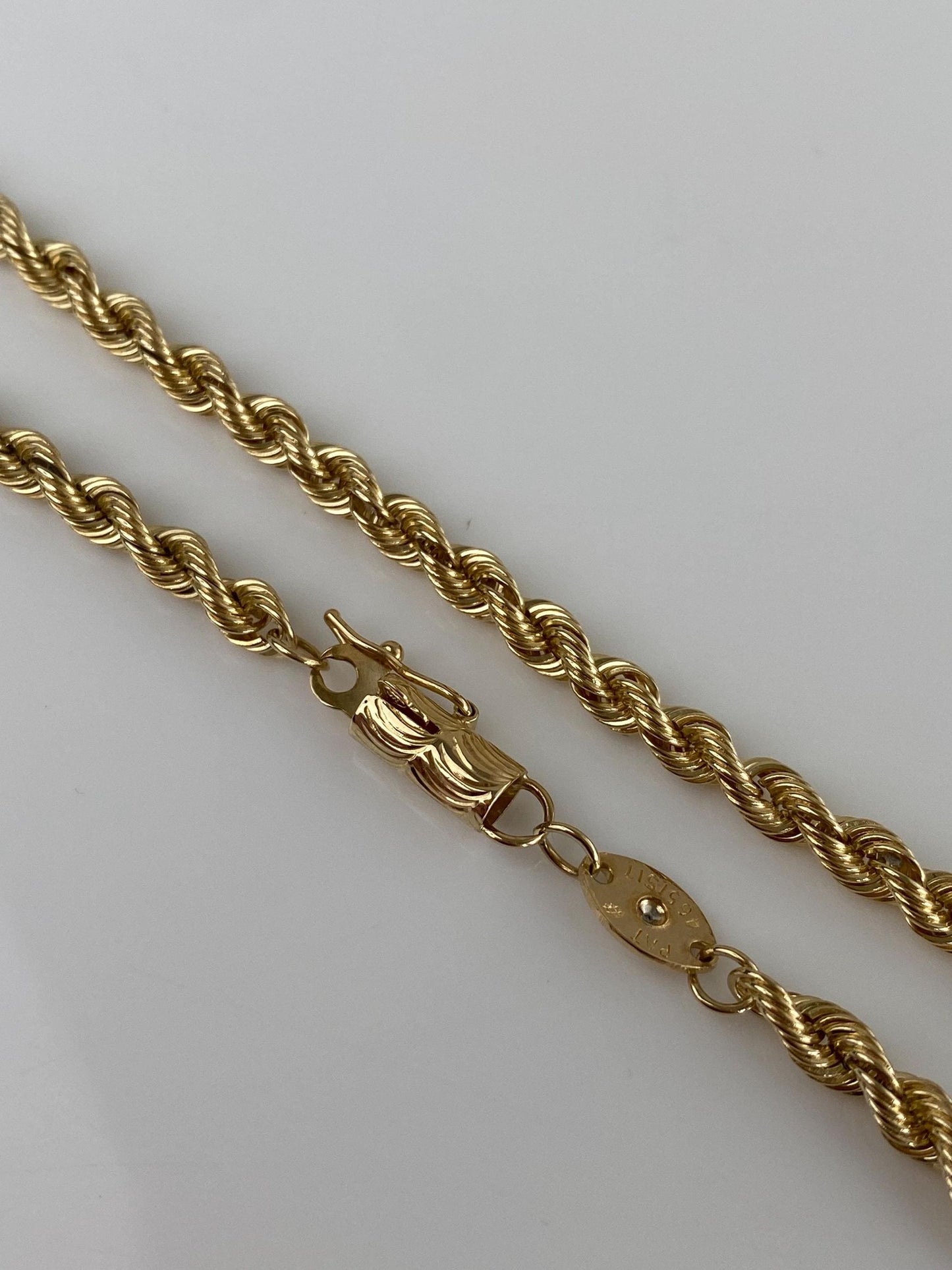 Vintage Solid 14k Yellow Gold Silk Rope Chain Bracelet - 8 inches