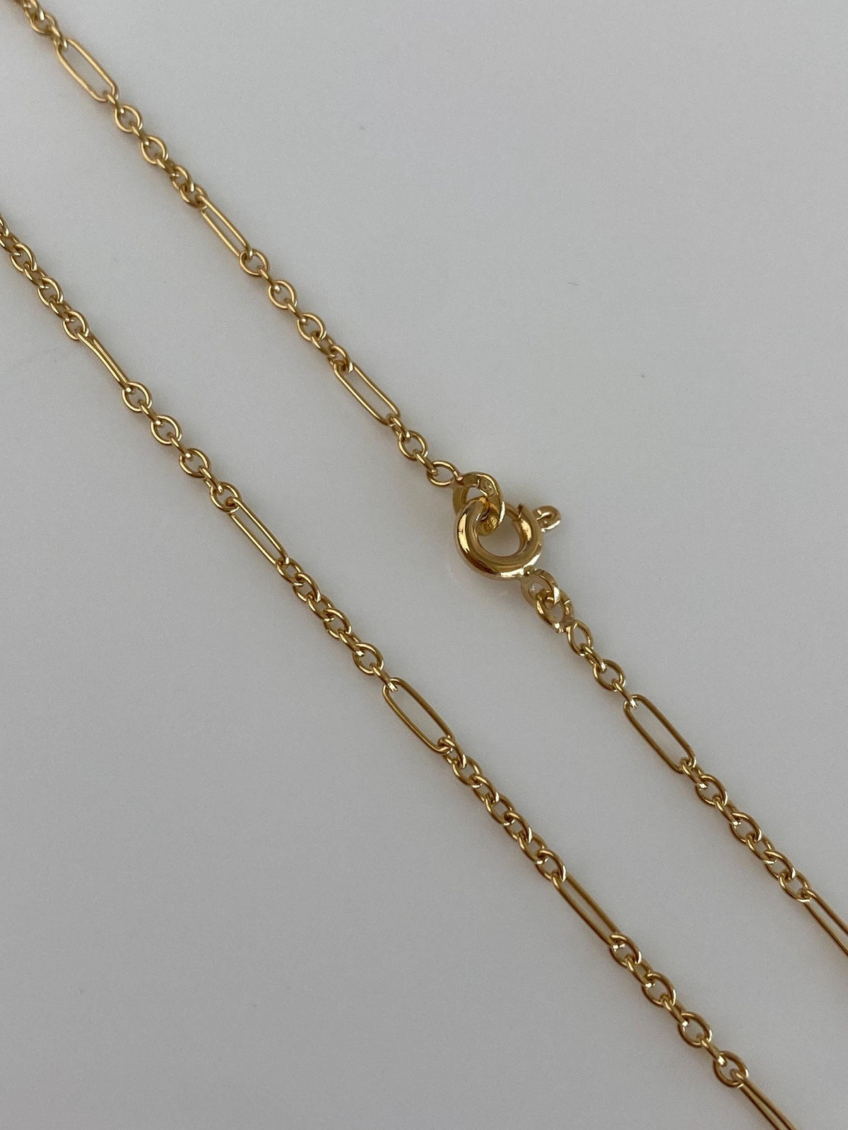 Vintage Solid 18k Yellow Gold Albert Cable Trombone Link Chain Necklace - 17.5 inches