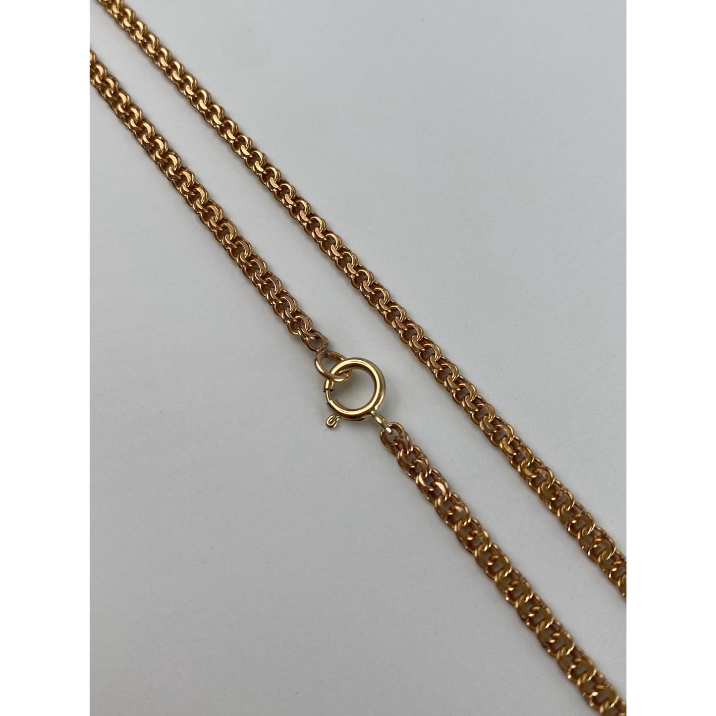 Vintage Solid 14k Rosey Gold Fancy Flat Chain Necklace - 24 inches