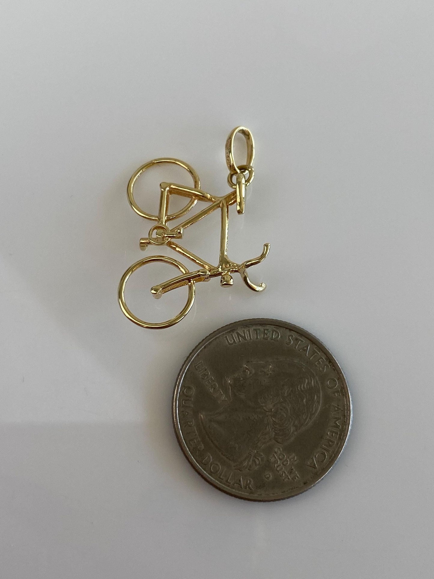 Vintage Solid 14k Yellow Gold Bicycle Charm