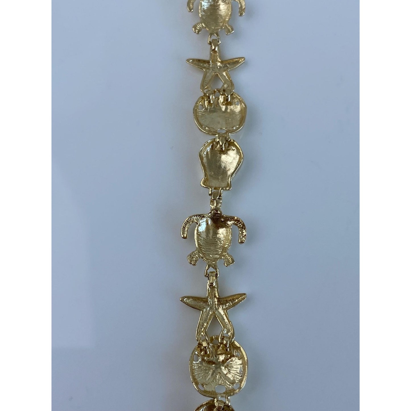 Solid 14k Yellow Gold Diamond Cut Mermaid Sea Life Link Bracelet - 7 inches