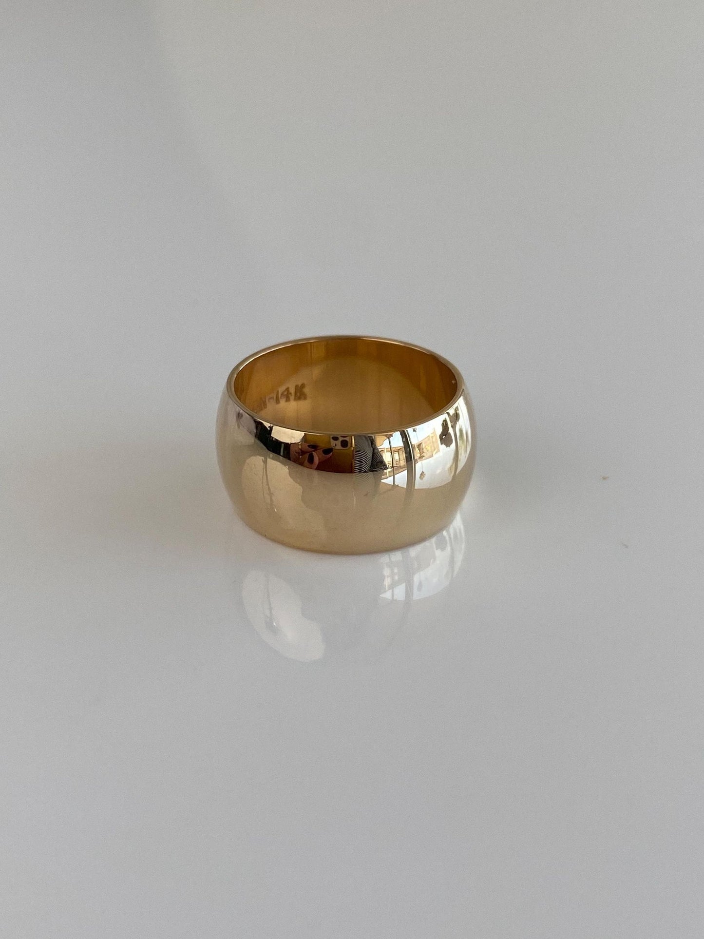 Vintage Solid 14k Yellow Gold Wide Ring Band - Size 5