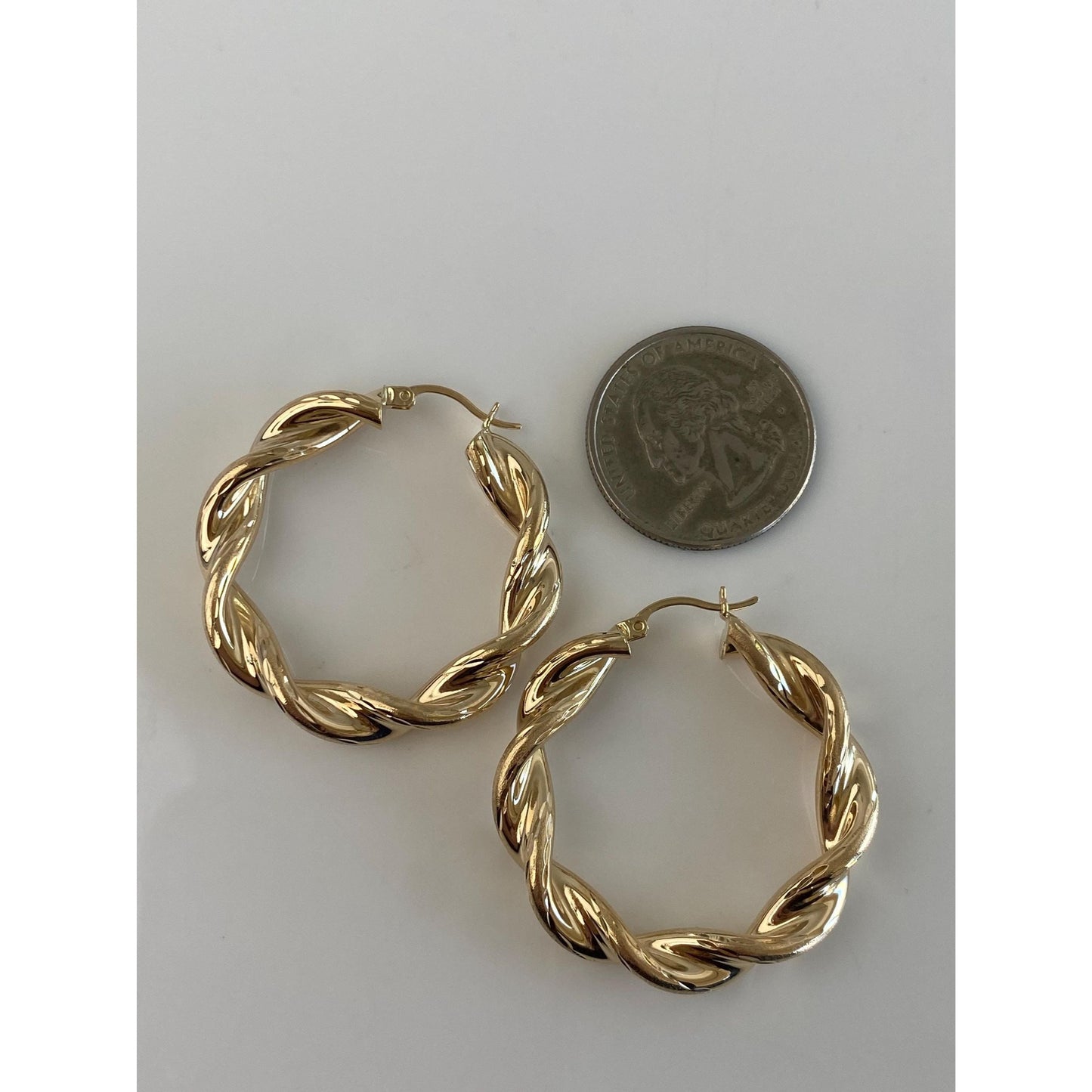 Vintage 14k Yellow Gold Chunky Twist Hoop Earrings