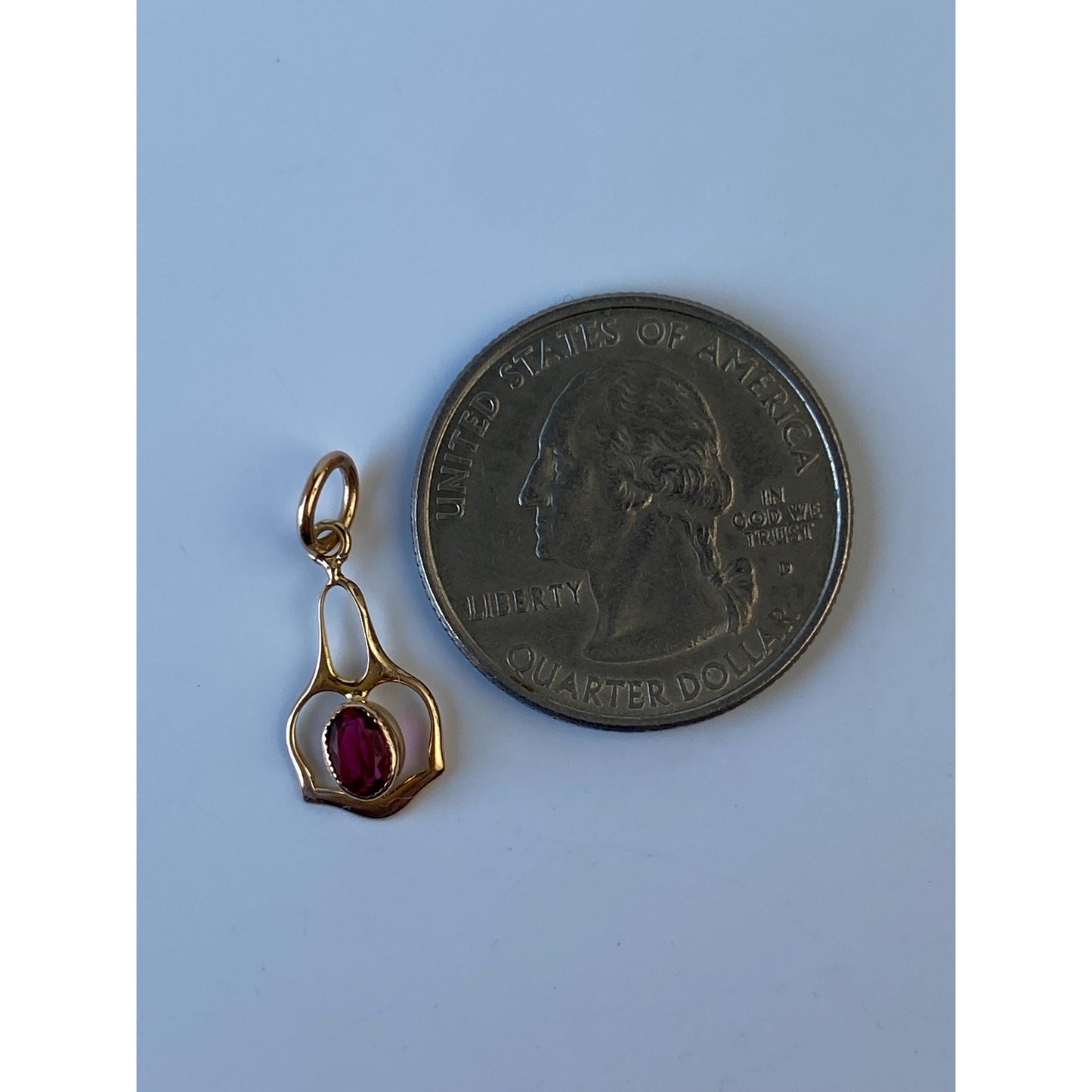 Vintage Solid 10k Yellow Gold Red Cubic Zirconia Stick Pin Conversion Charm