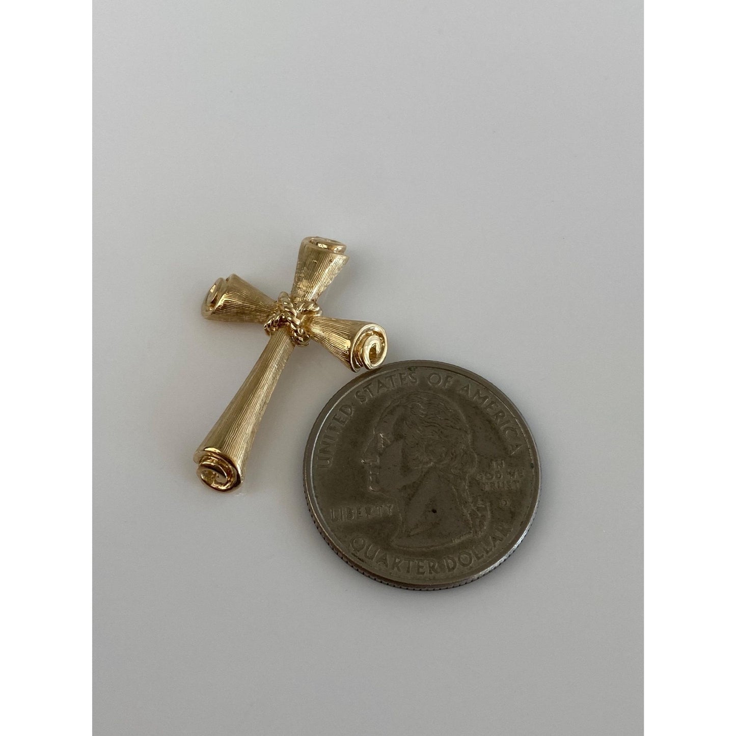 Vintage Solid 14k Yellow Gold Cross Slide Charm